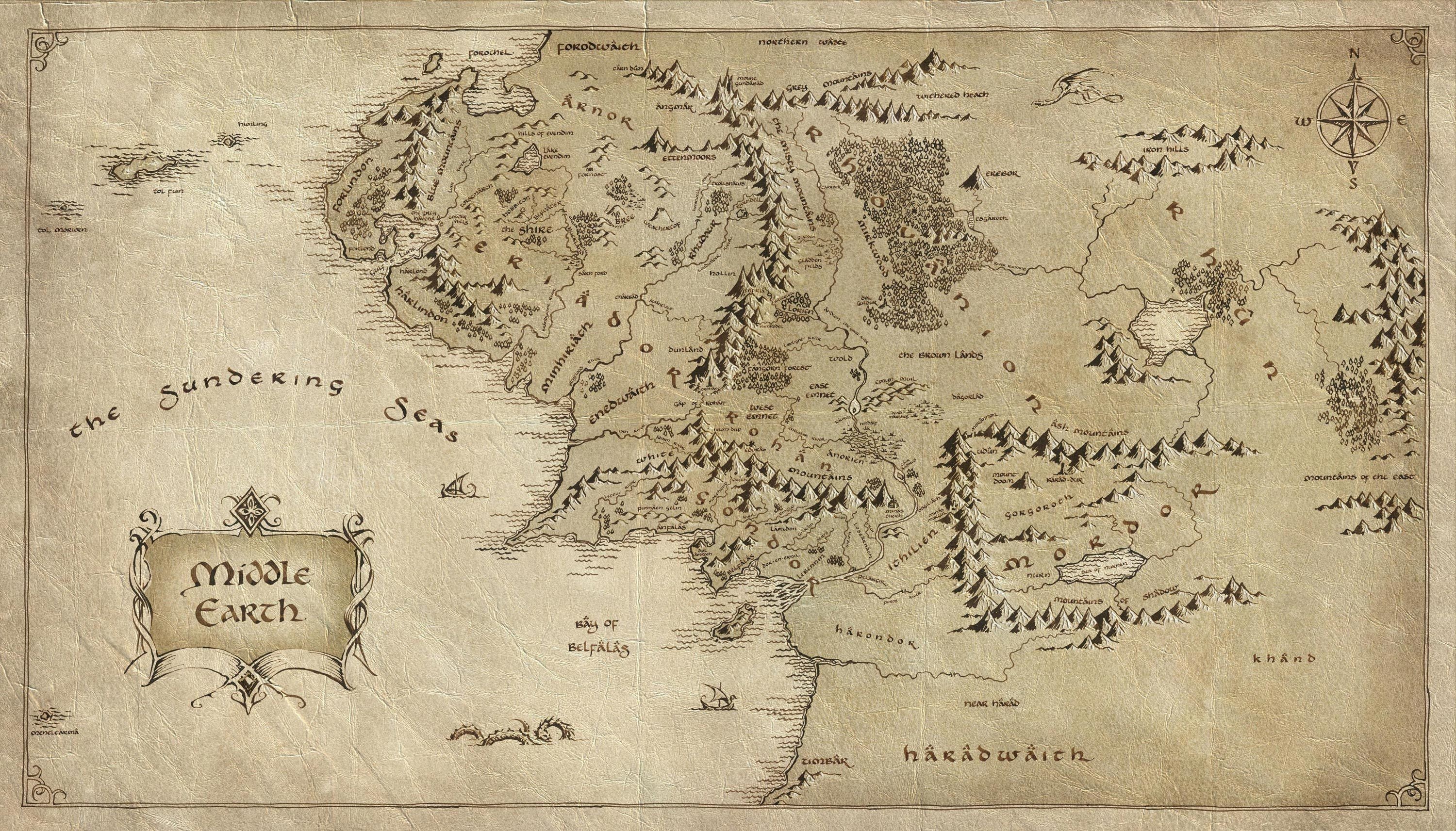 Lord of the Rings Map, Wallpaper, Background, 3000x1720 HD Desktop