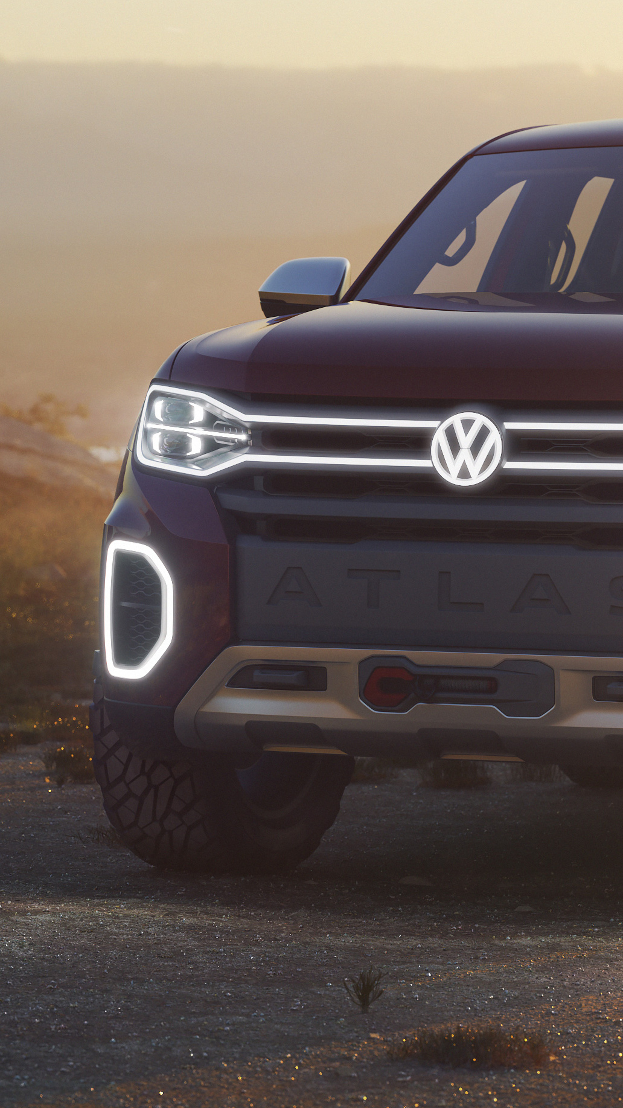 Volkswagen Atlas, Tanoak pickup truck, Concept 2018, Xperia XZ, 2160x3840 4K Phone