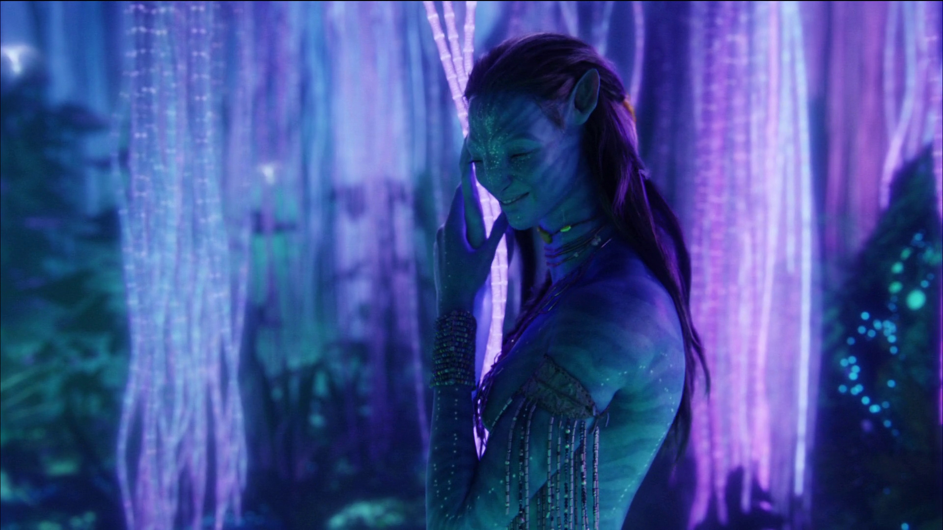 Neytiri Avatar, Blue-skinned Na'vi warrior, Alien planet Pandora, James Cameron, 1920x1080 Full HD Desktop