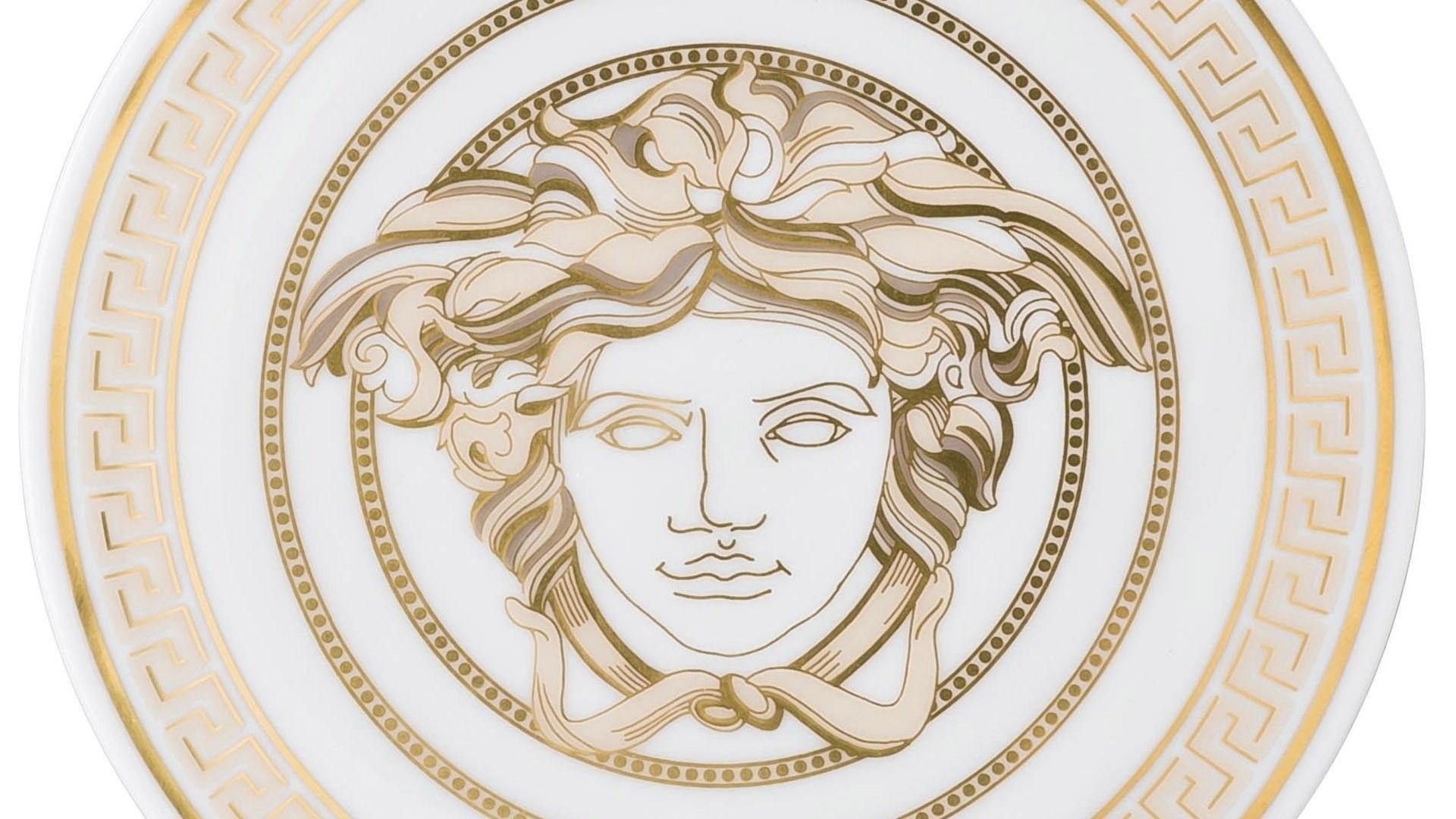 Versace: The iconic logo, Medusa's head, Symbolizing the success of Italian fashion all over the world. 1920x1080 Full HD Wallpaper.