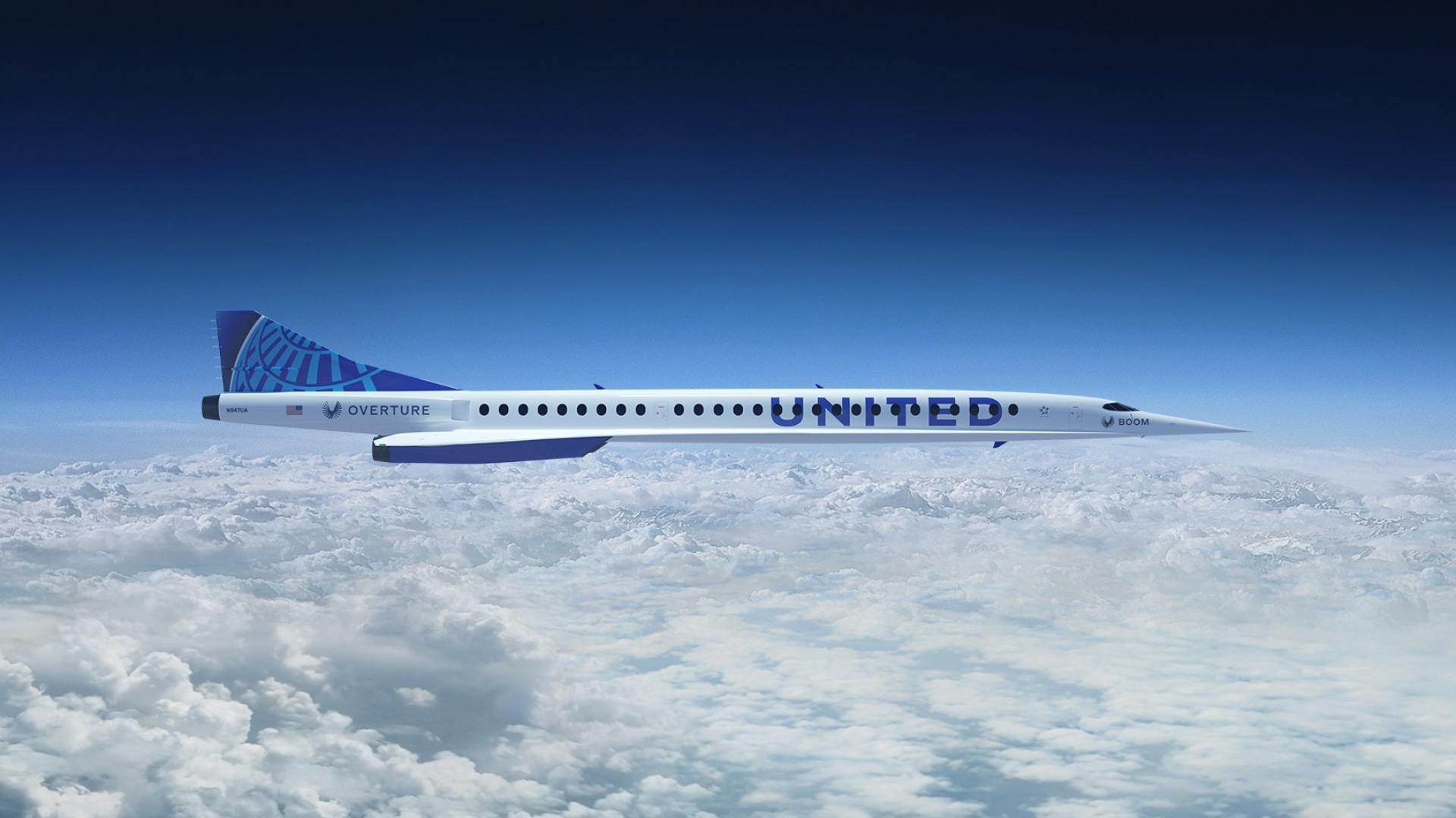 United Airlines, Boom Overture airliners, Fleet expansion, Next-generation travel, 1920x1080 Full HD Desktop