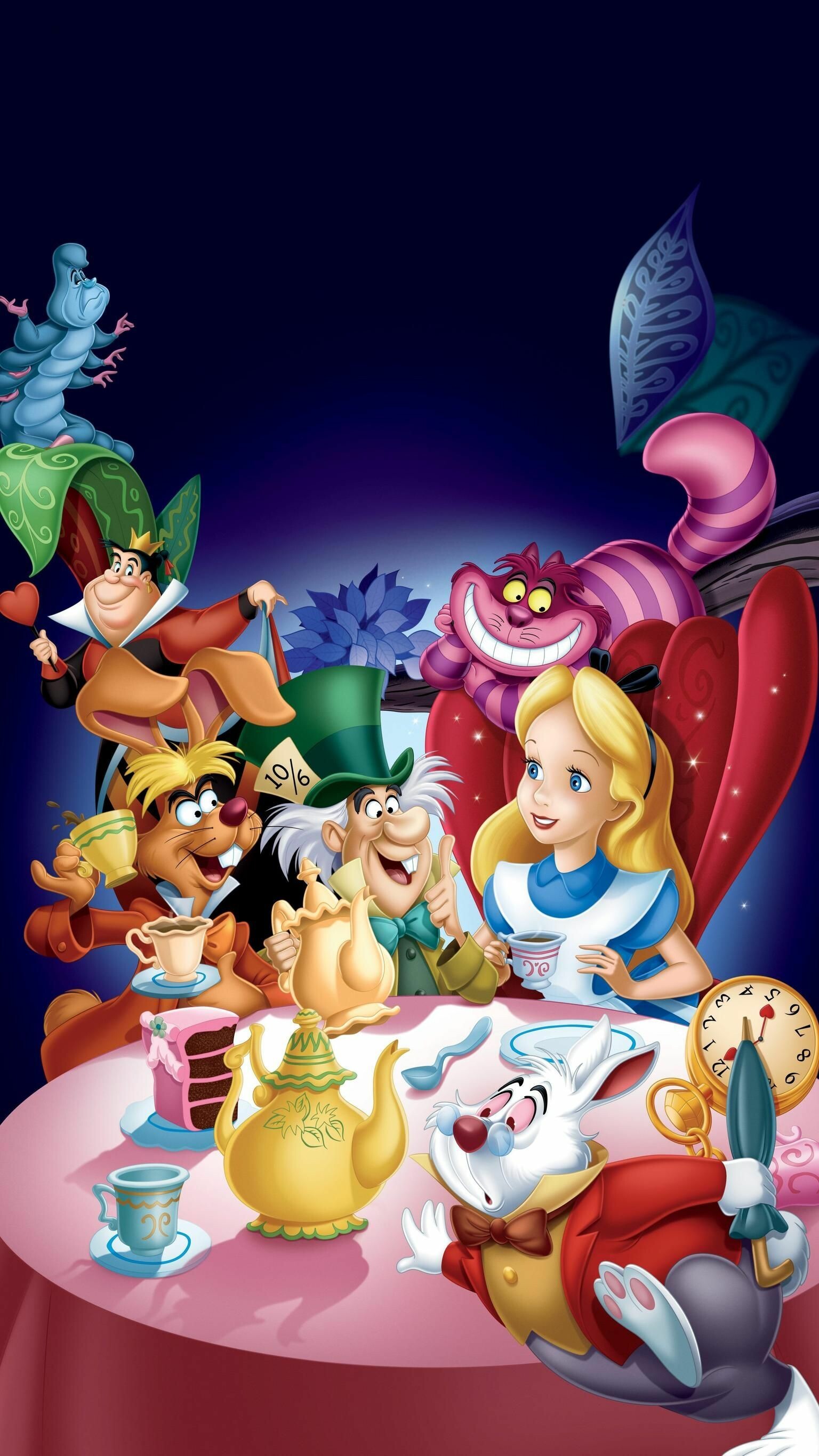 Alice In Wonderland (Cartoon): Disney animated classic, 1951 movie. 1540x2740 HD Background.