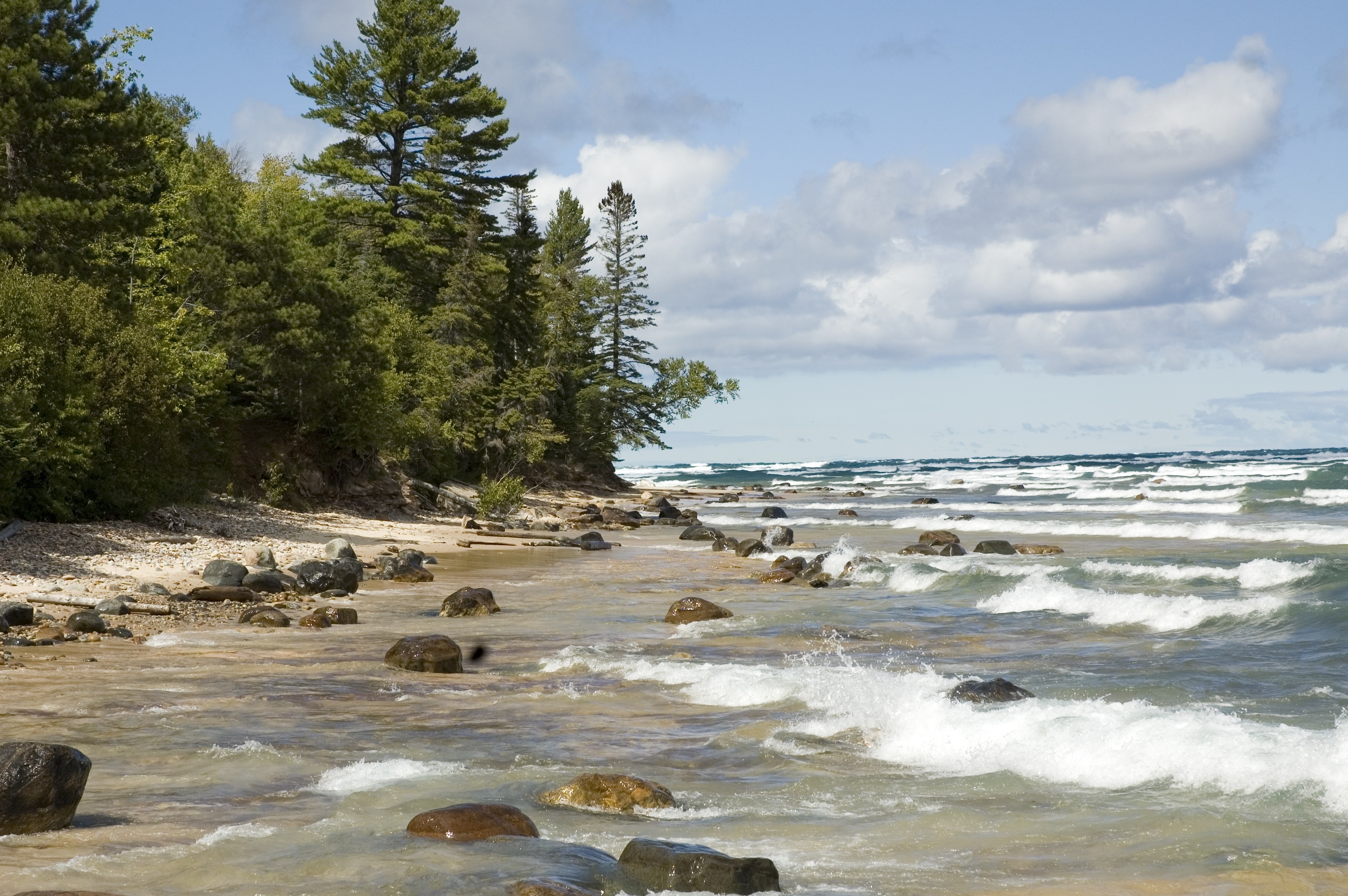 Lake Superior, Pictured rocks, National lakeshore, Park service, 3010x2000 HD Desktop