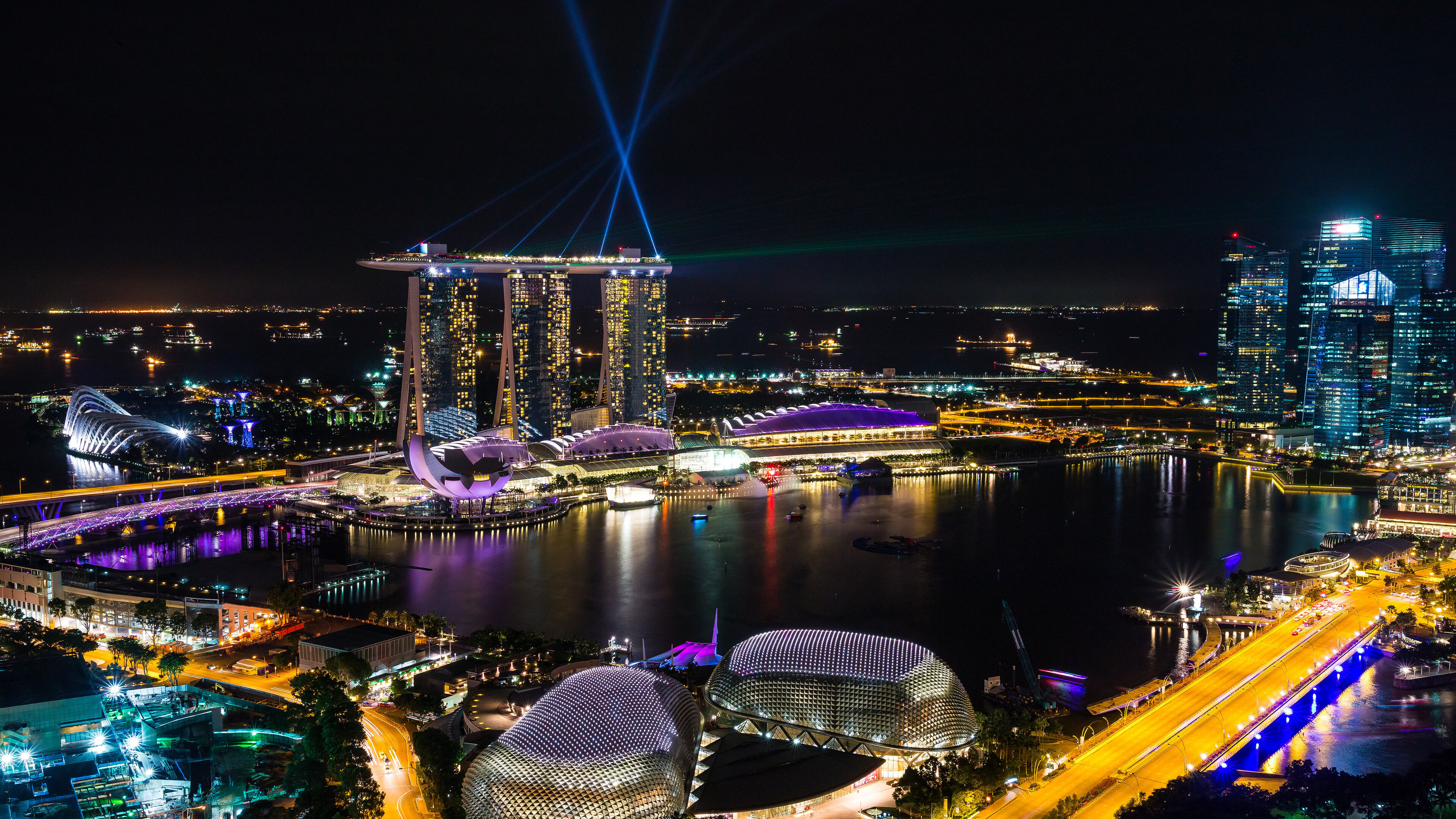 Singapore: Marina Bay, A bay located in the Central Area, Marina Bay Sands. 3840x2160 4K Background.