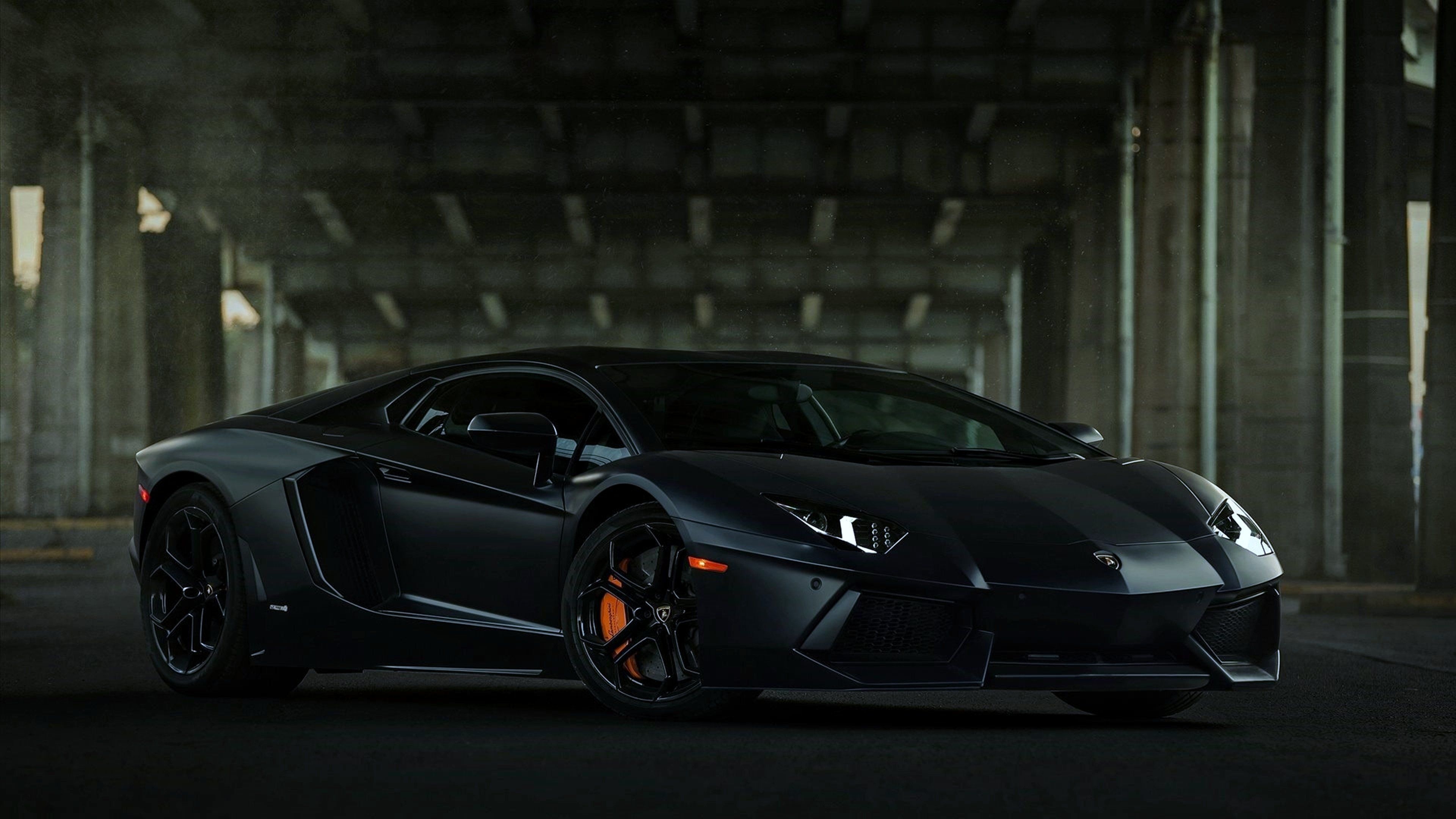 LP700 Dark Black, Lamborghini Aventador Wallpaper, 3840x2160 4K Desktop