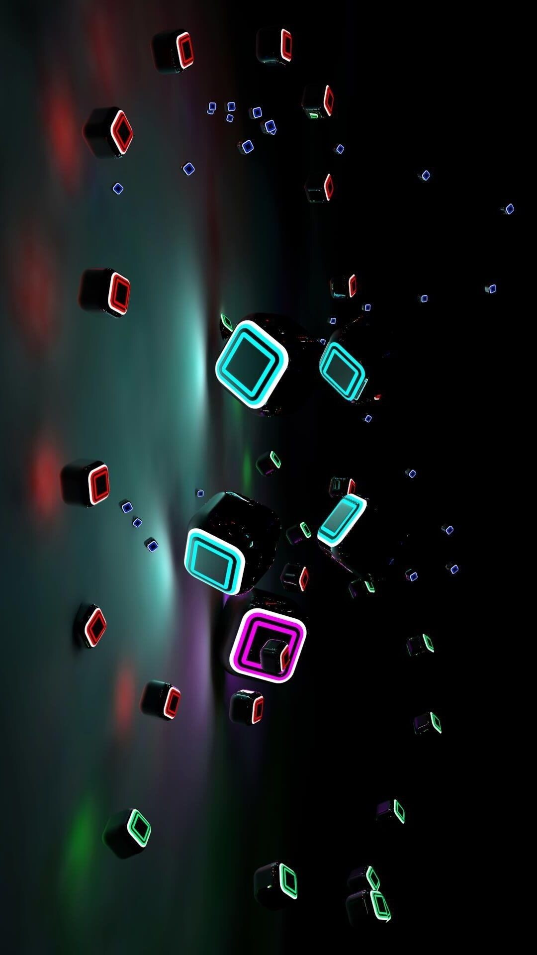 Glow in the Dark: Visual effect lighting, Neon rectangles, Abstract. 1080x1920 Full HD Background.