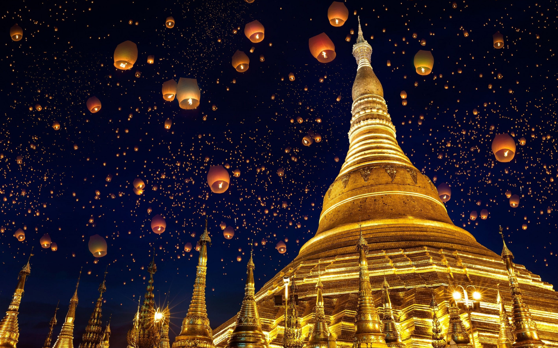 Shwedagon Pagoda, Background wallpapers, Divine beauty, Spiritual sanctuary, 1920x1200 HD Desktop