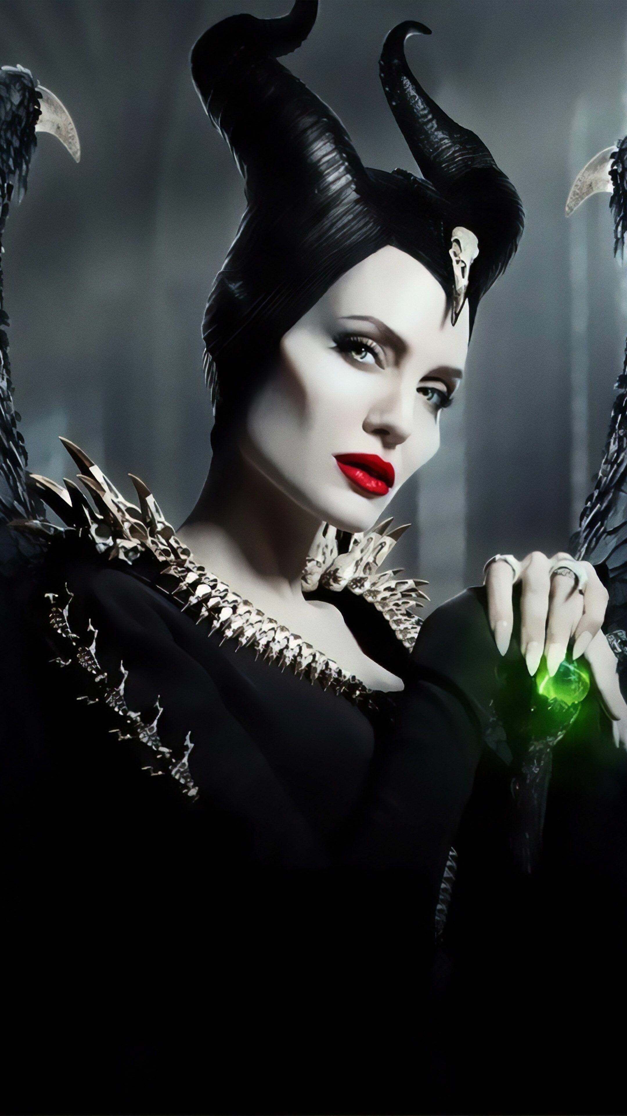 Angelina Jolie: Maleficent, Mistress of Evil, A 2014 American fantasy film. 2160x3840 4K Background.