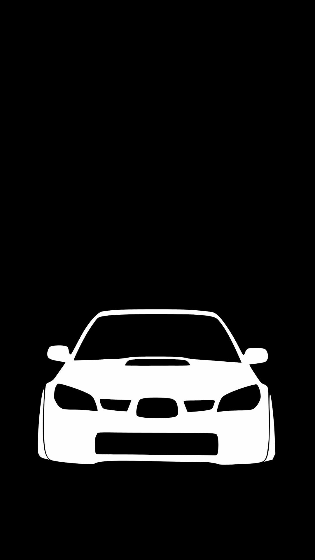 Subaru: Black and white, Minimalistic, WRX, Art. 1080x1920 Full HD Wallpaper.