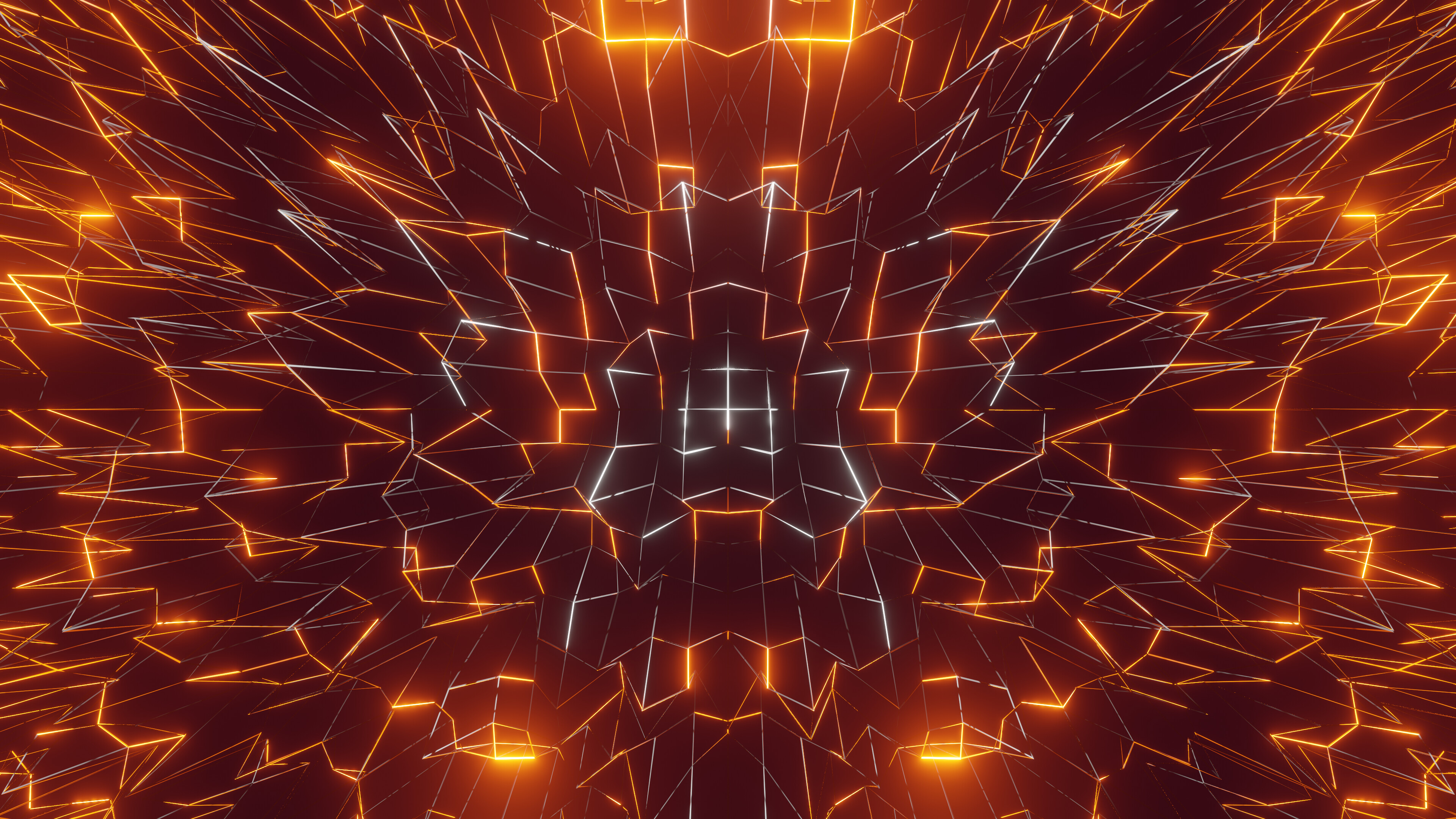 Glow in the Dark: Cosmic light, Flashing lines, Abstract symmetry. 3840x2160 4K Wallpaper.