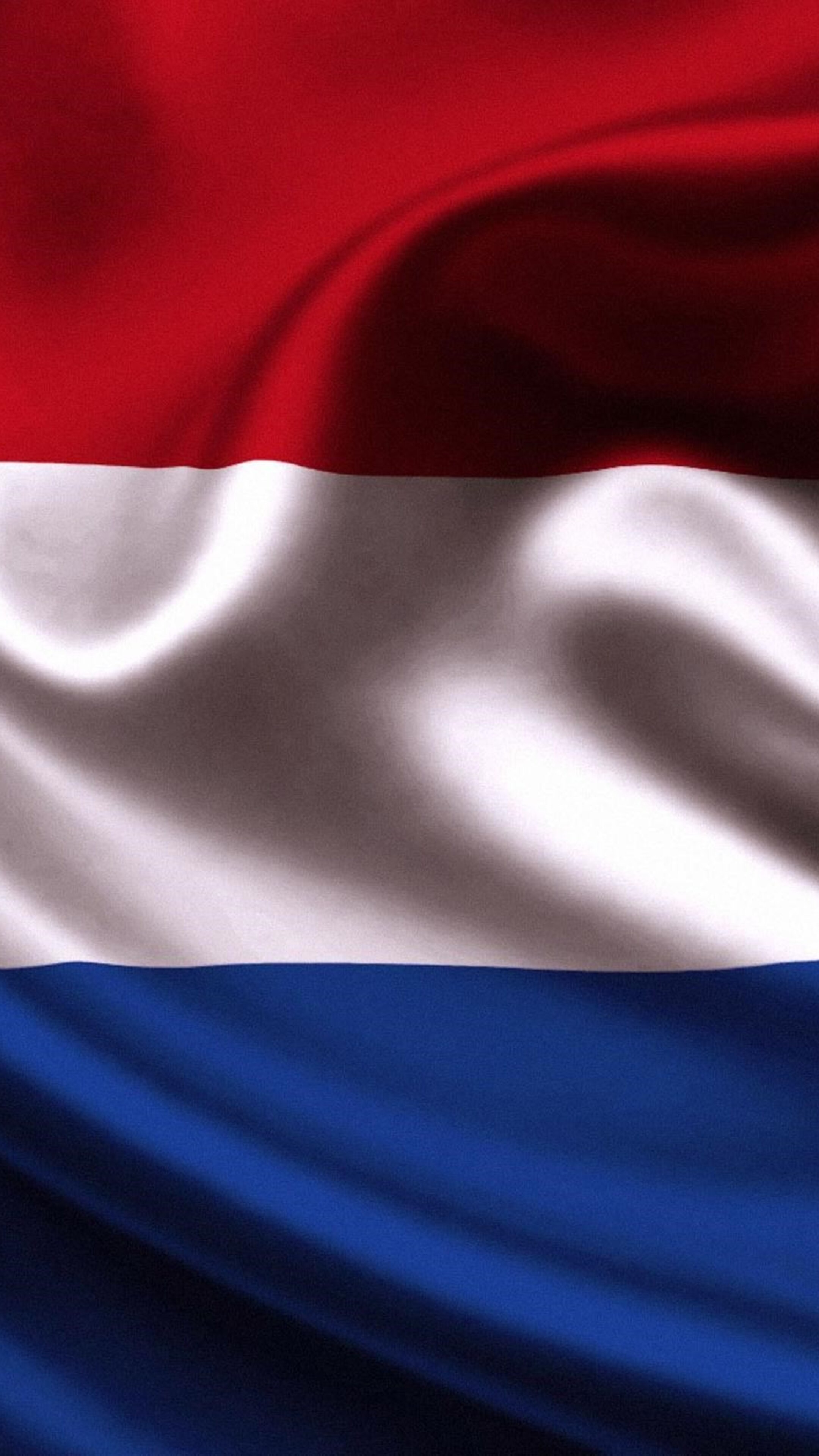 Flag: A horizontal tricolor of red, white, and blue, Netherlands. 2160x3840 4K Wallpaper.