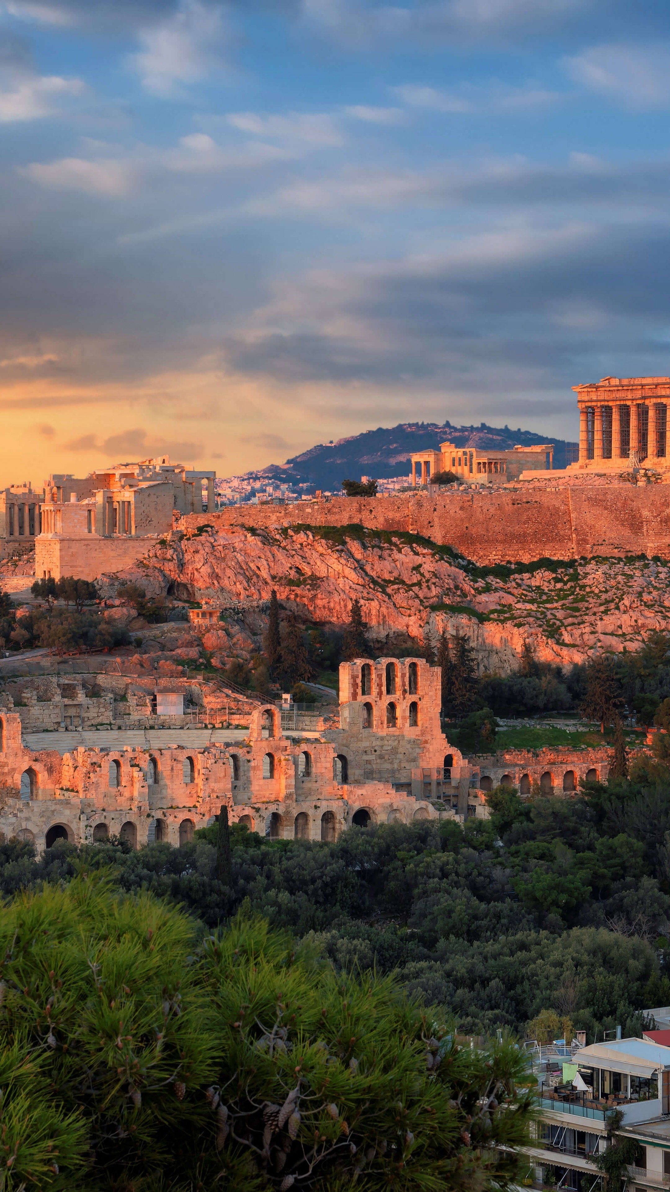 Acropolis wallpaper, Athens skyline, Greek clouds, Travel scenery, 2160x3840 4K Handy