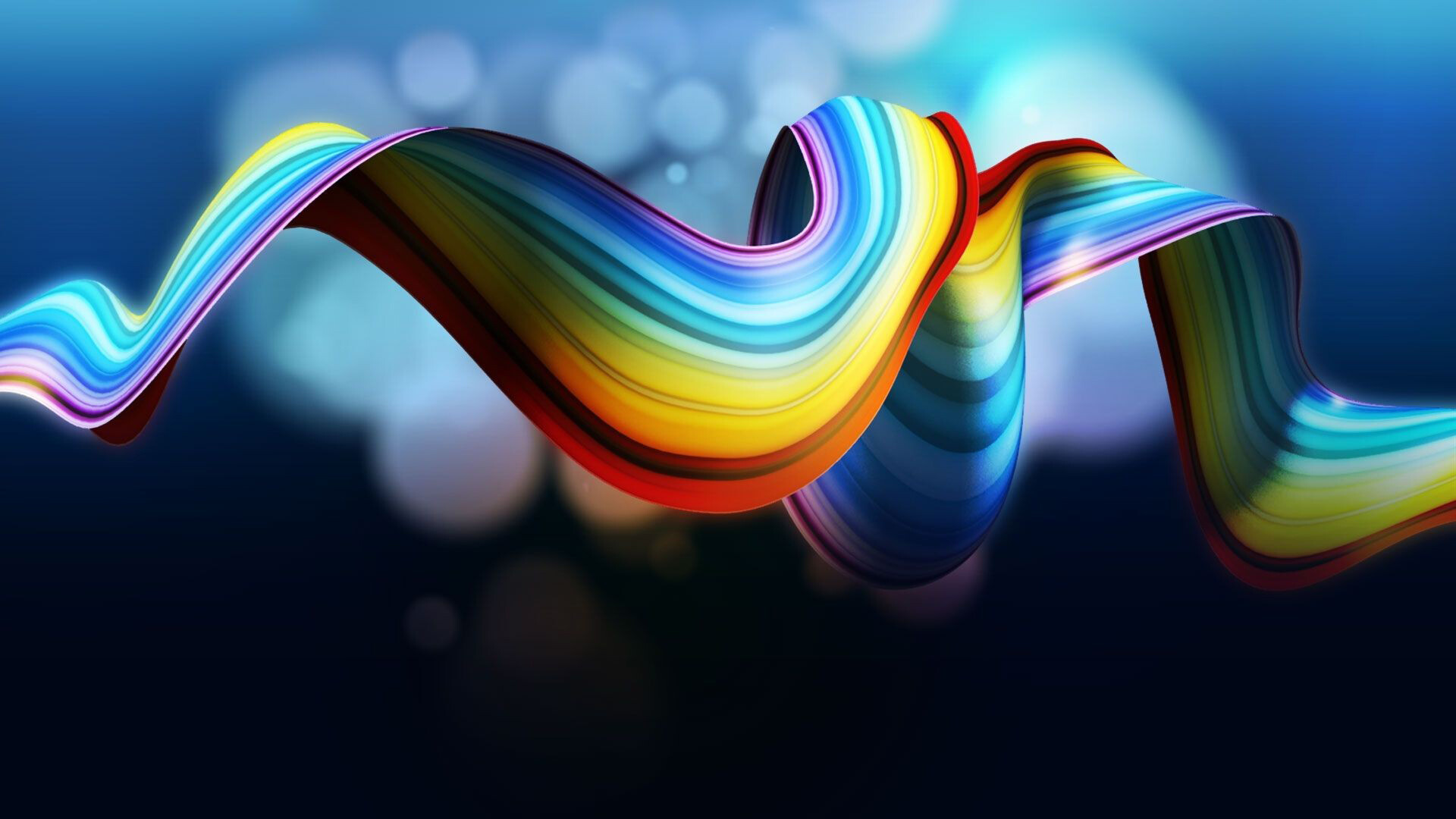 Rainbow Colors: Abstract digital art, Visual effects, Three-dimensional space. 1920x1080 Full HD Wallpaper.