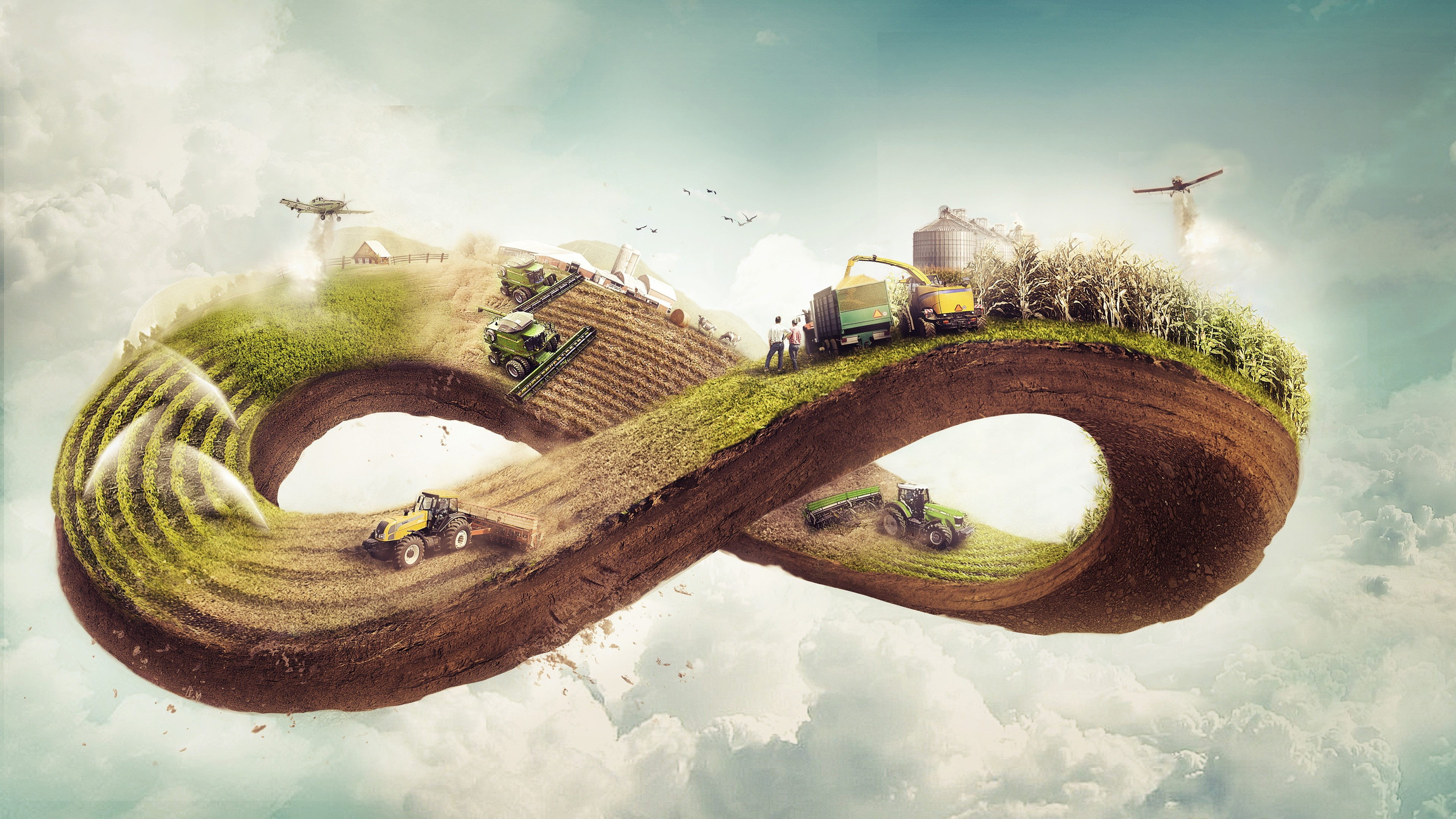 Farm: Agriculture, Farming, Cultivation of the soil for the growing of crops. 3840x2160 4K Wallpaper.