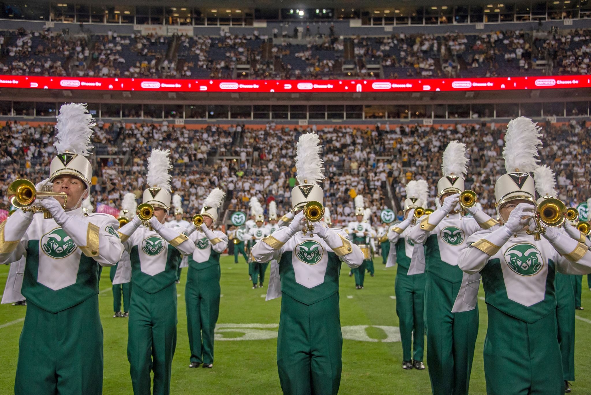 Marching Band: Colorado State University, A group of instrumental musicians who perform while walking, Musical instruments,  Trumpets section. 2050x1370 HD Wallpaper.