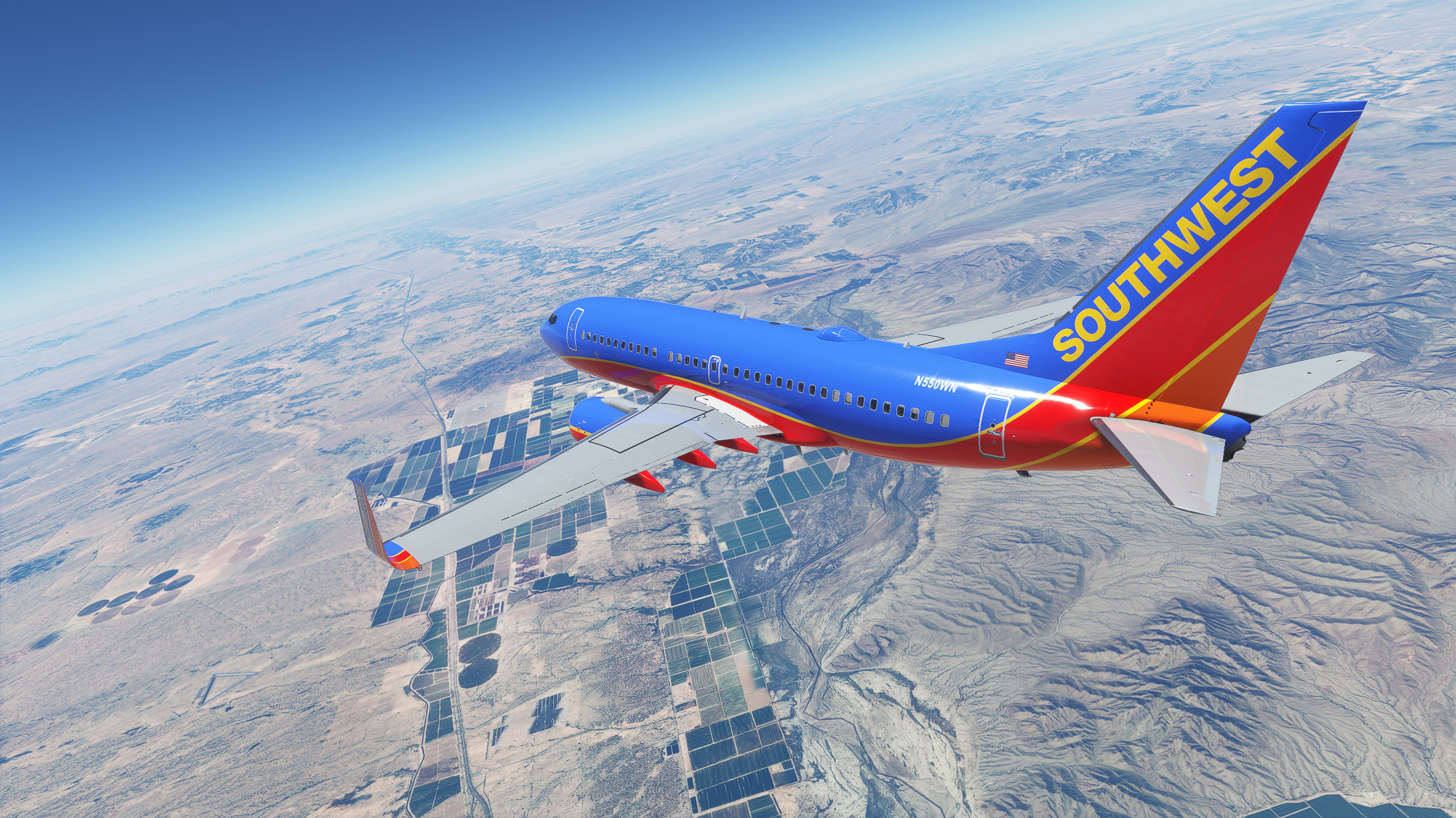 Southwest Airlines, Desert scenery, Iconic flight routes, Premier aviation experience, 2560x1440 HD Desktop