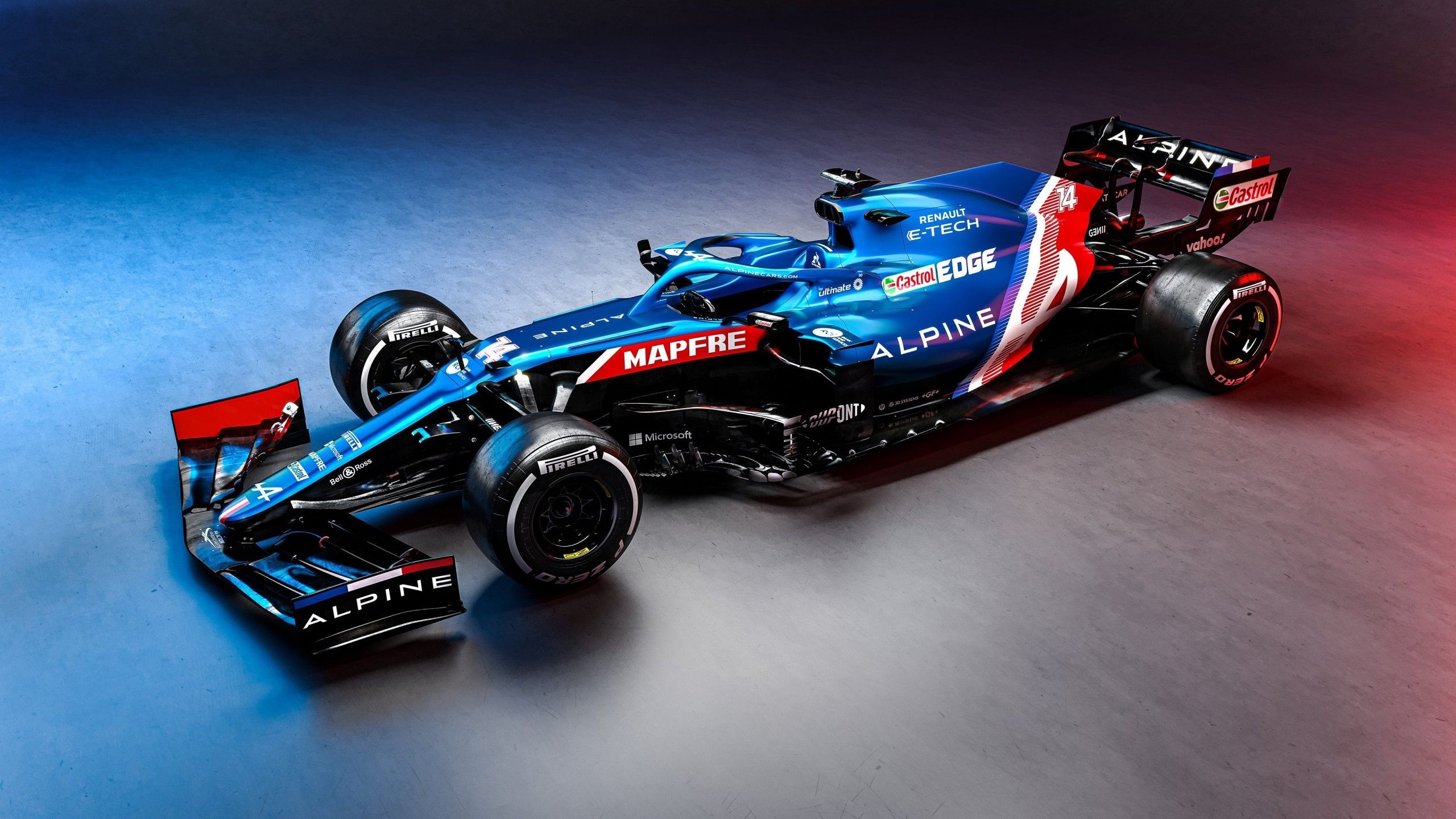 Formula 1: Alpine A521, Driven by Fernando Alonso, marking his return to the sport, and Esteban Ocon, 2021. 2560x1440 HD Wallpaper.