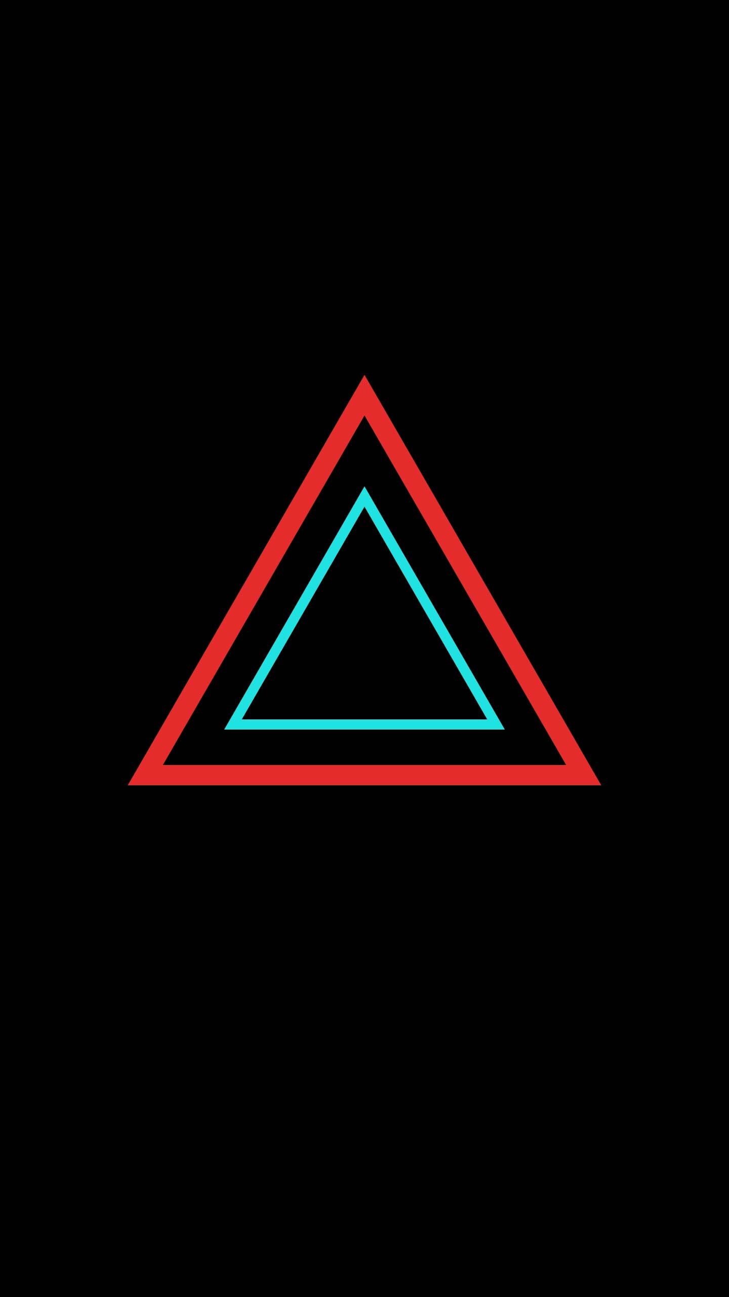 Triangle: Parallel lines, Red, Green, Minimalism, Figures. 1440x2560 HD Background.