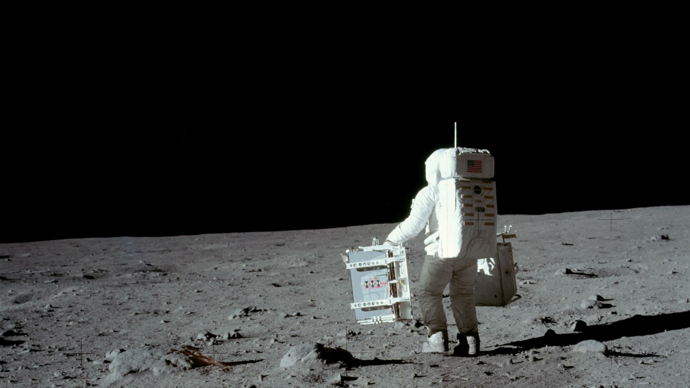 Apollo 11: Buzz Aldrin, The second person to set foot on the Moon. 2350x1330 HD Background.