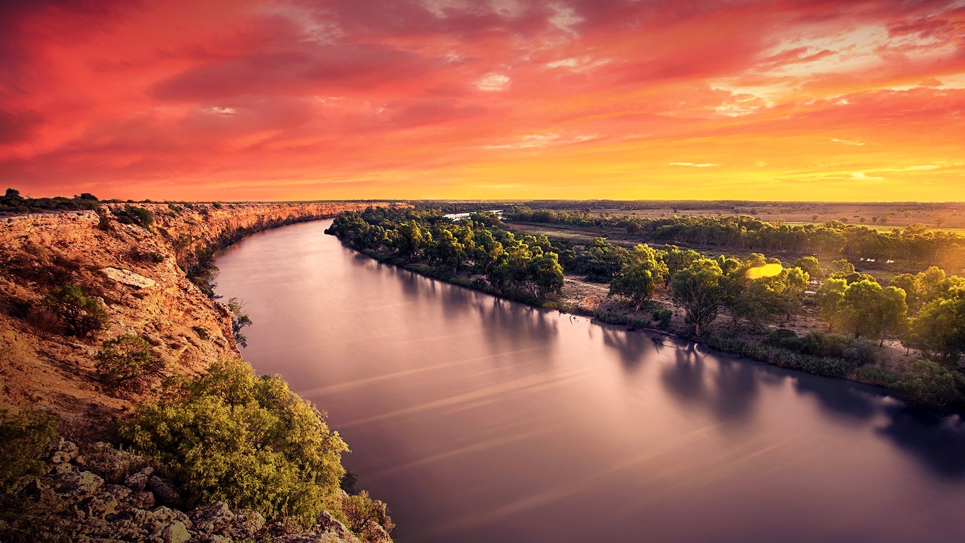 The Murray River, Travels, Captivating sunset, Reflection on water, 1920x1080 Full HD Desktop