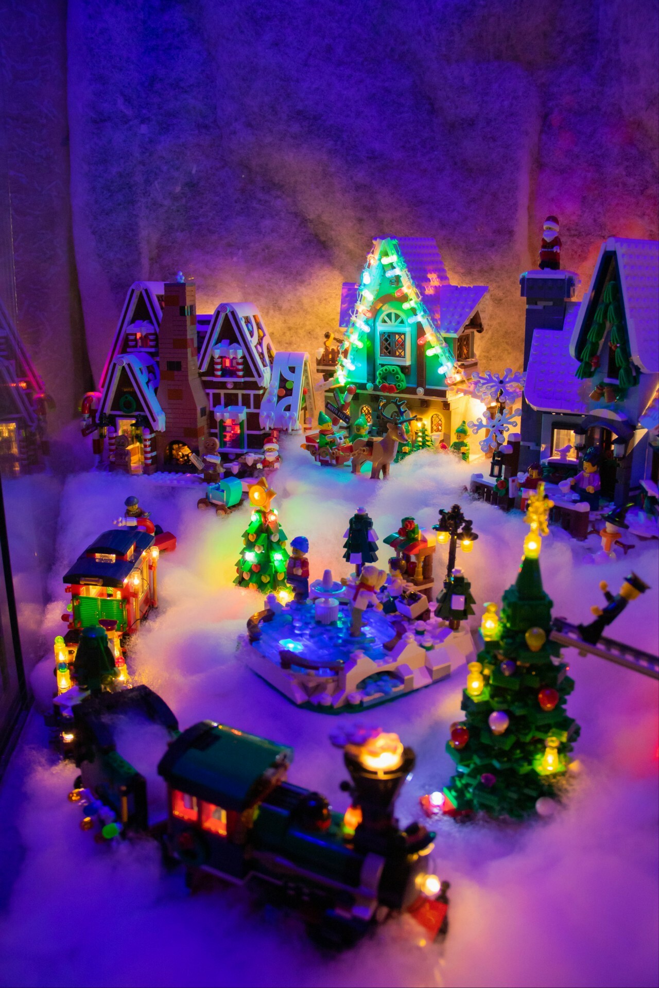 Christmas Village, Lego display, Winter scene, Skoda 105, 1280x1920 HD Phone