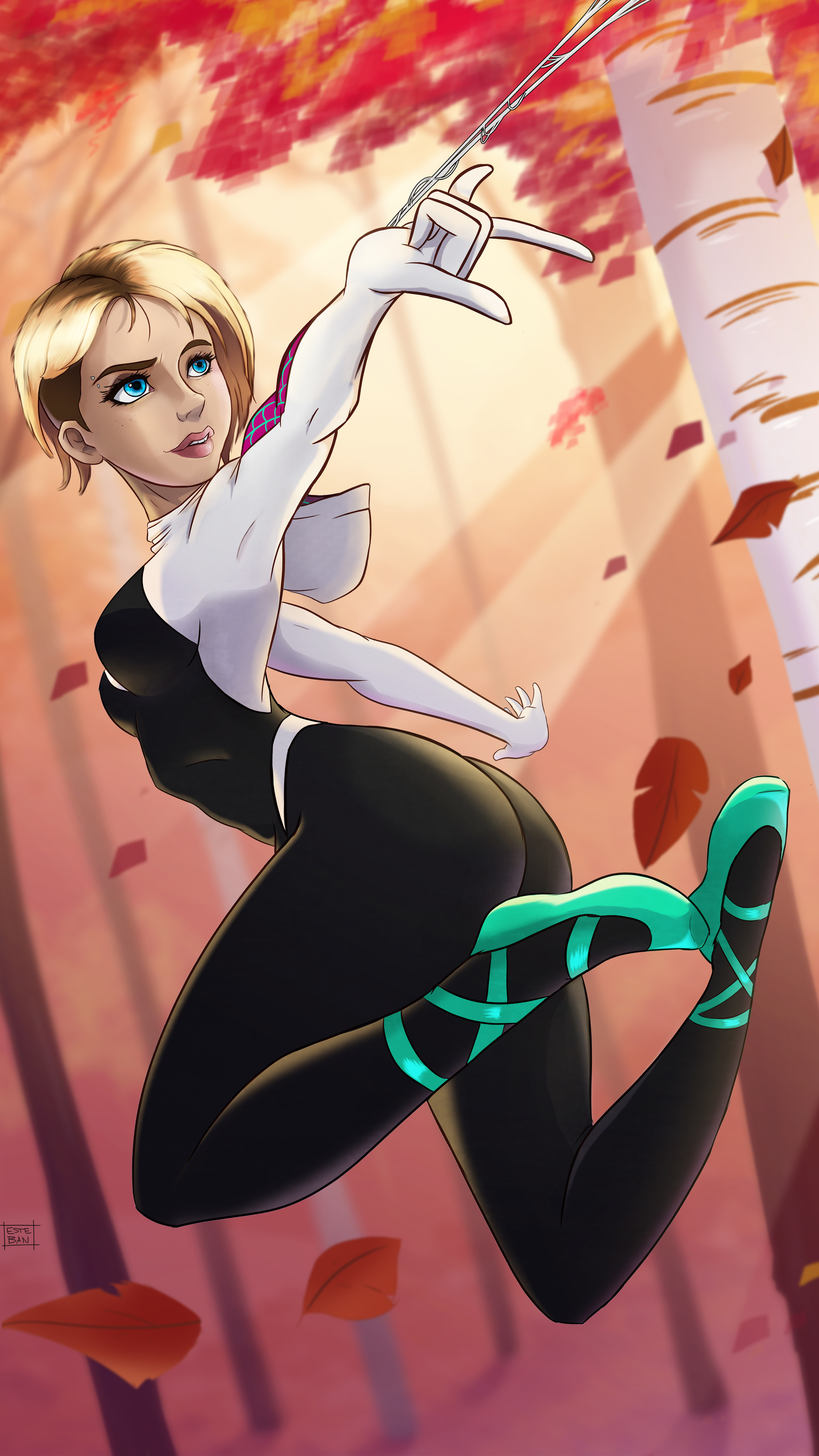 Spider Girl Gwen Stacy, Sony Xperia wallpapers, Heroic poses, Striking visuals, 2160x3840 4K Handy