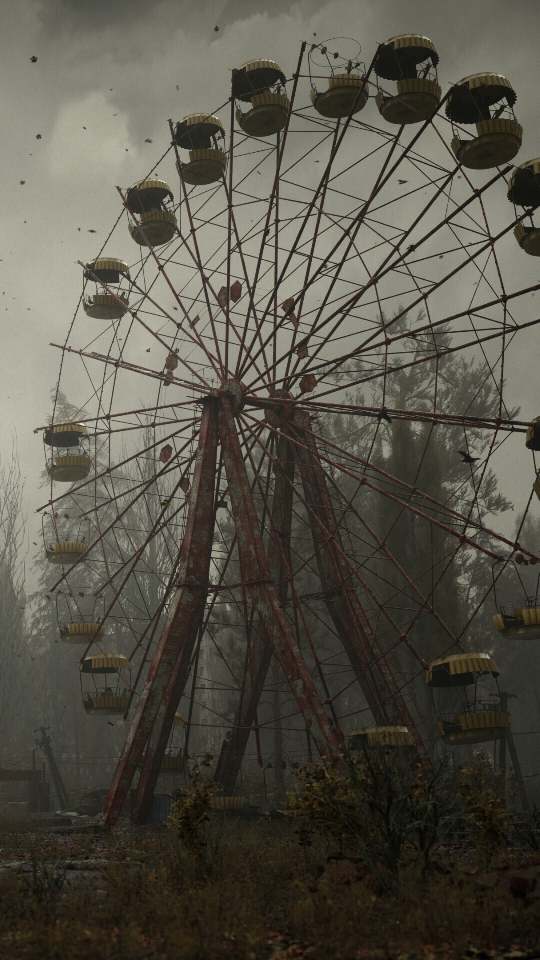 S.T.A.L.K.E.R. 2: Popular Ferris wheel in the Pripyat Amusement Park, Xbox Showcase 2020. 1080x1920 Full HD Wallpaper.