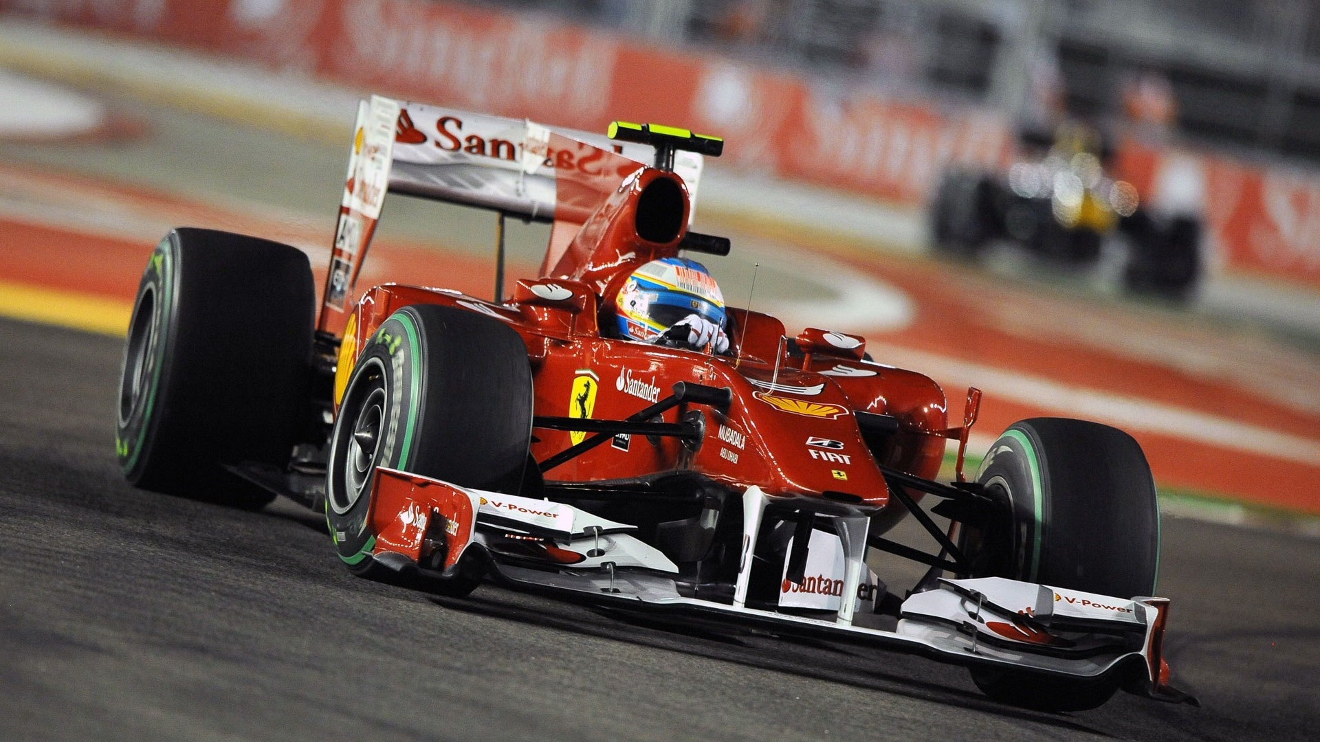 Auto Racing: Formula 1, Fernando Alonso, 2010, Ferrari, Singapore Grand Prix. 1920x1080 Full HD Background.