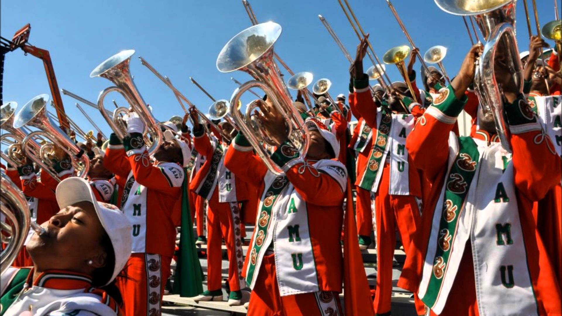 Marching Band: A group of musicians who play music as they march as part of a ceremony, FAMU. 1920x1080 Full HD Wallpaper.