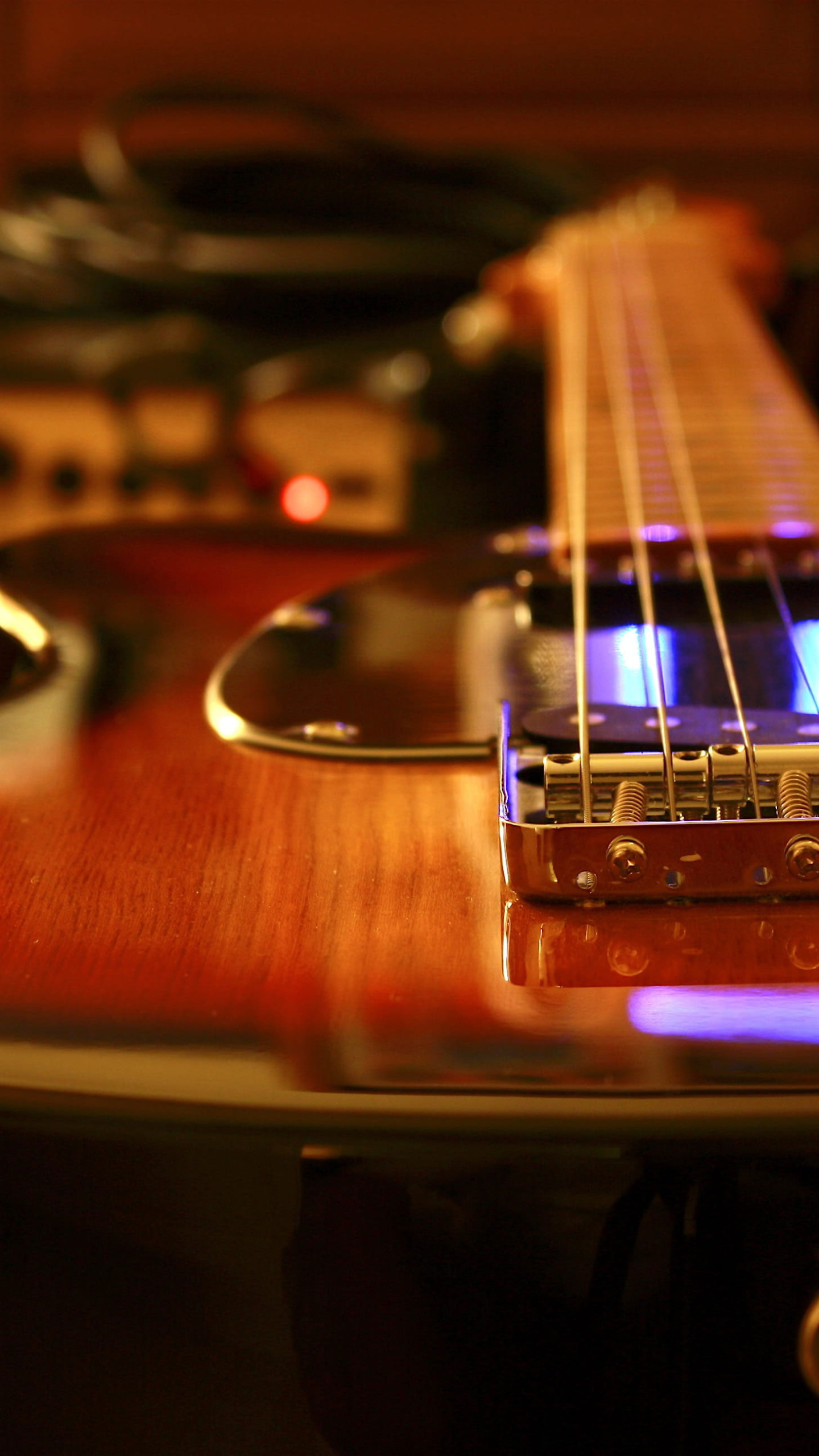 Guitar: Brown Fender Telecaster, A musical instrument played with a pick or with the fingers. 1440x2560 HD Background.