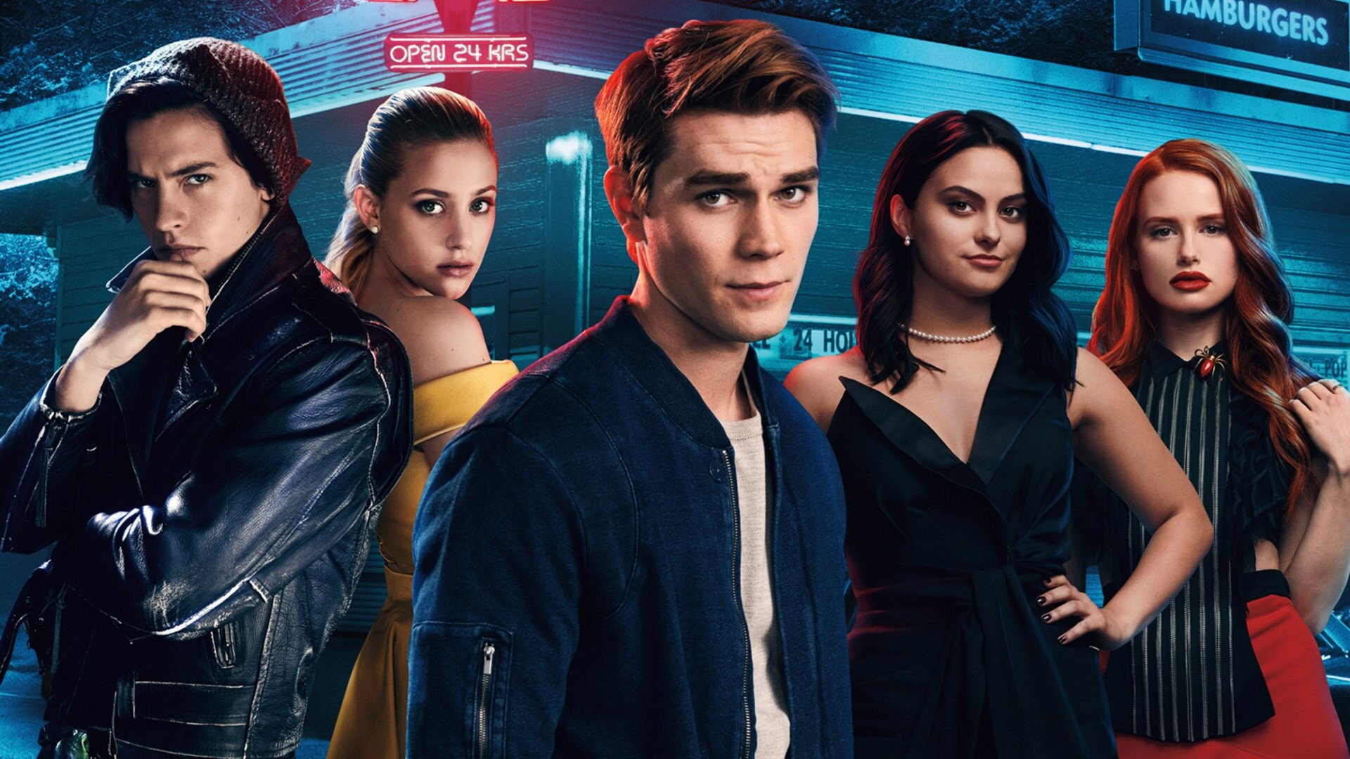 Riverdale (TV Series): The jock Archie, The girl next door Betty, The new girl Veronica, The outcast Jughead. 1920x1080 Full HD Background.