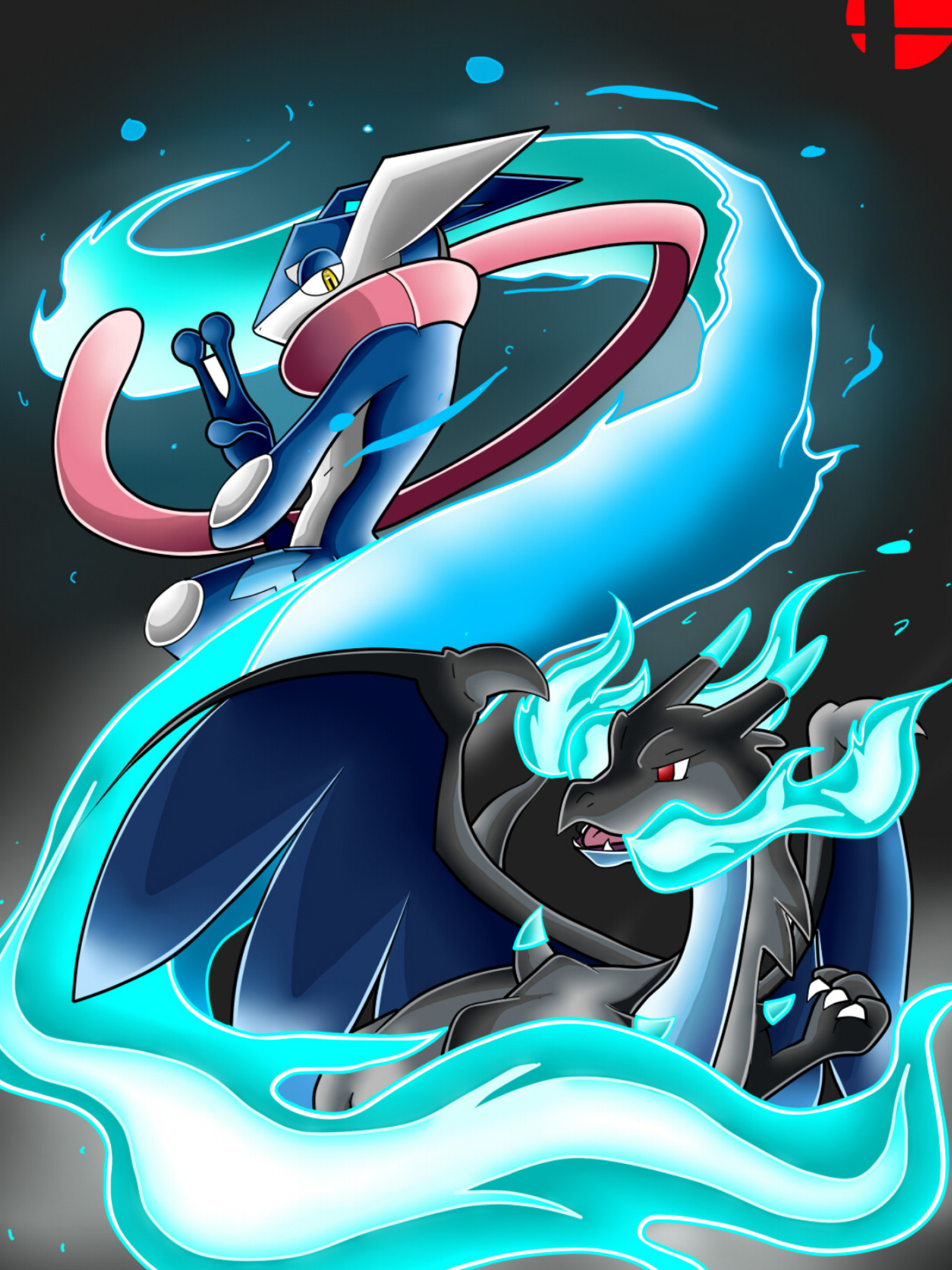 Greninja: A Water- and Dark-type Pokemon who is a frog-like master of swiftness and stealth. 1540x2050 HD Wallpaper.