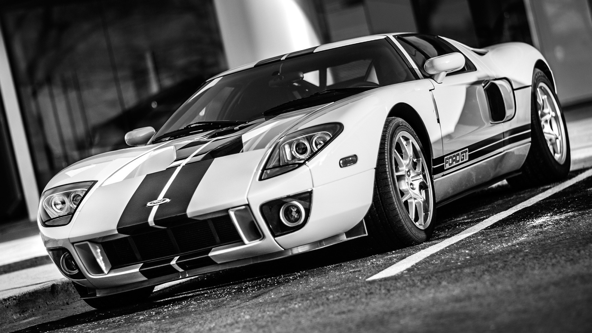 Sports Car: Ford GT, Well-balanced weight distribution. 1920x1080 Full HD Background.
