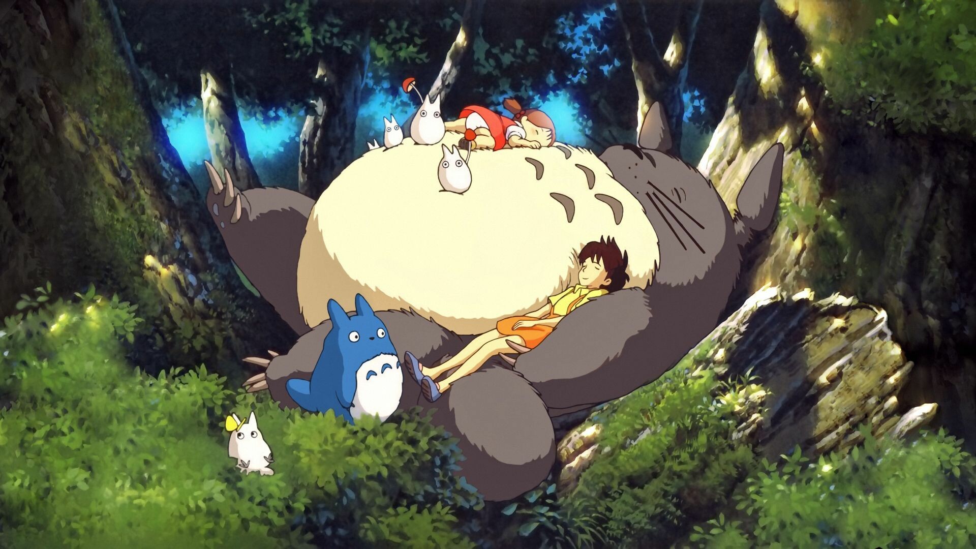 My Neighbor Totoro: A tale of two girls in the countryside that meet a giant, cuddly cat. 1920x1080 Full HD Wallpaper.
