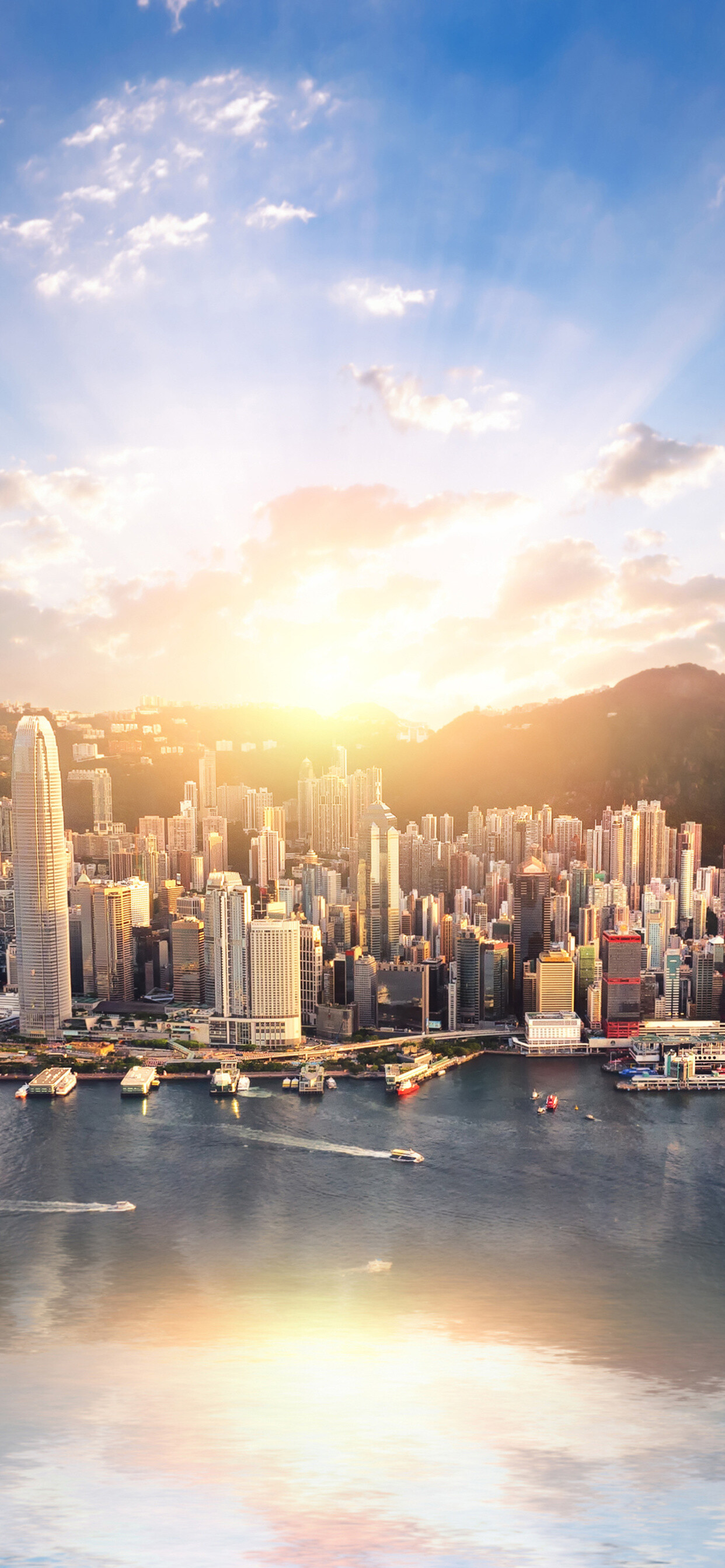 Hong Kong: HK cityscape, Harbor, Victoria, Skyscrapers. 1250x2690 HD Background.