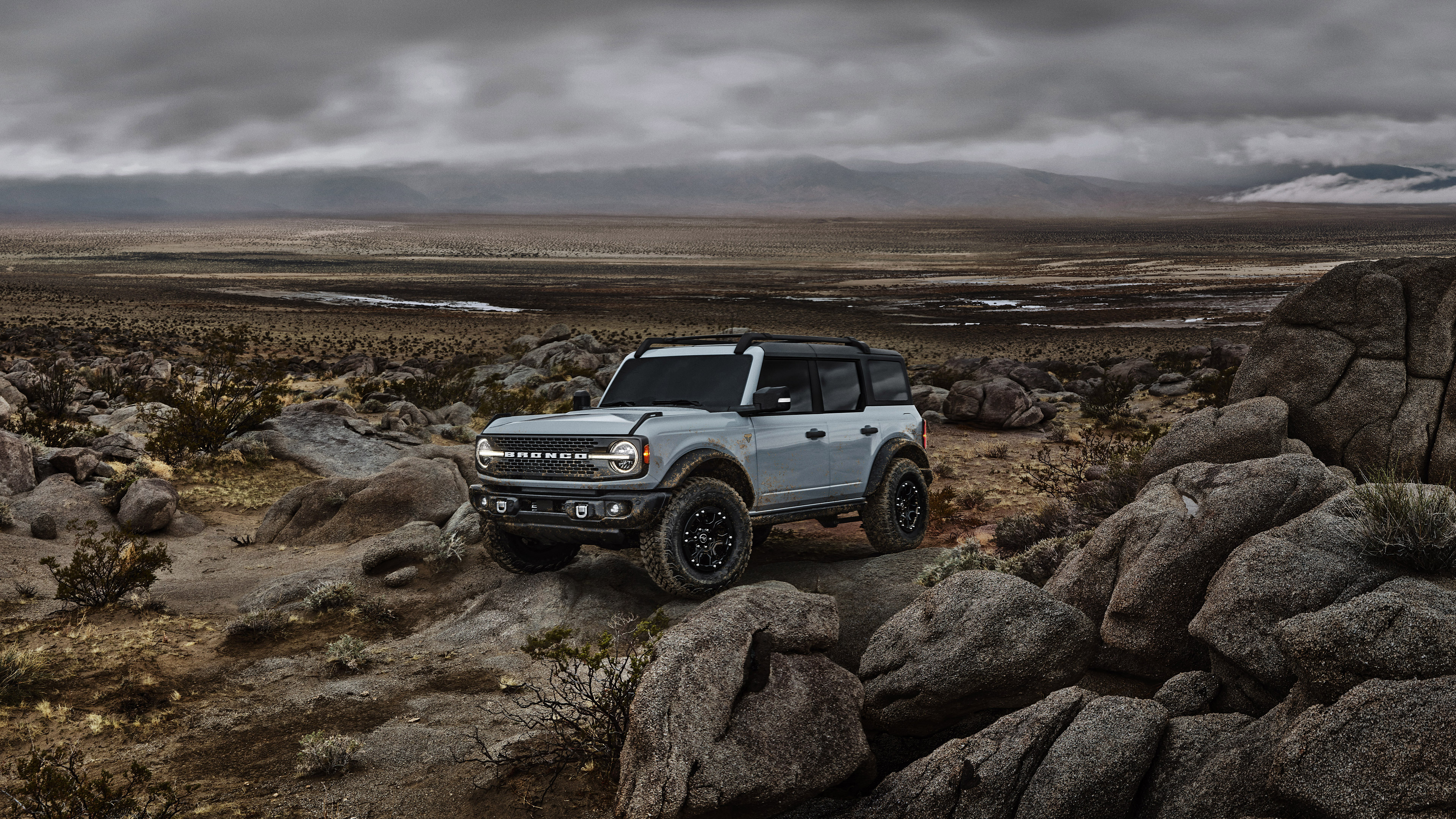 Off-road Driving: 2022 Ford Bronco, SUV, A model line of sport utility vehicles, Natural terrain. 3840x2160 4K Wallpaper.