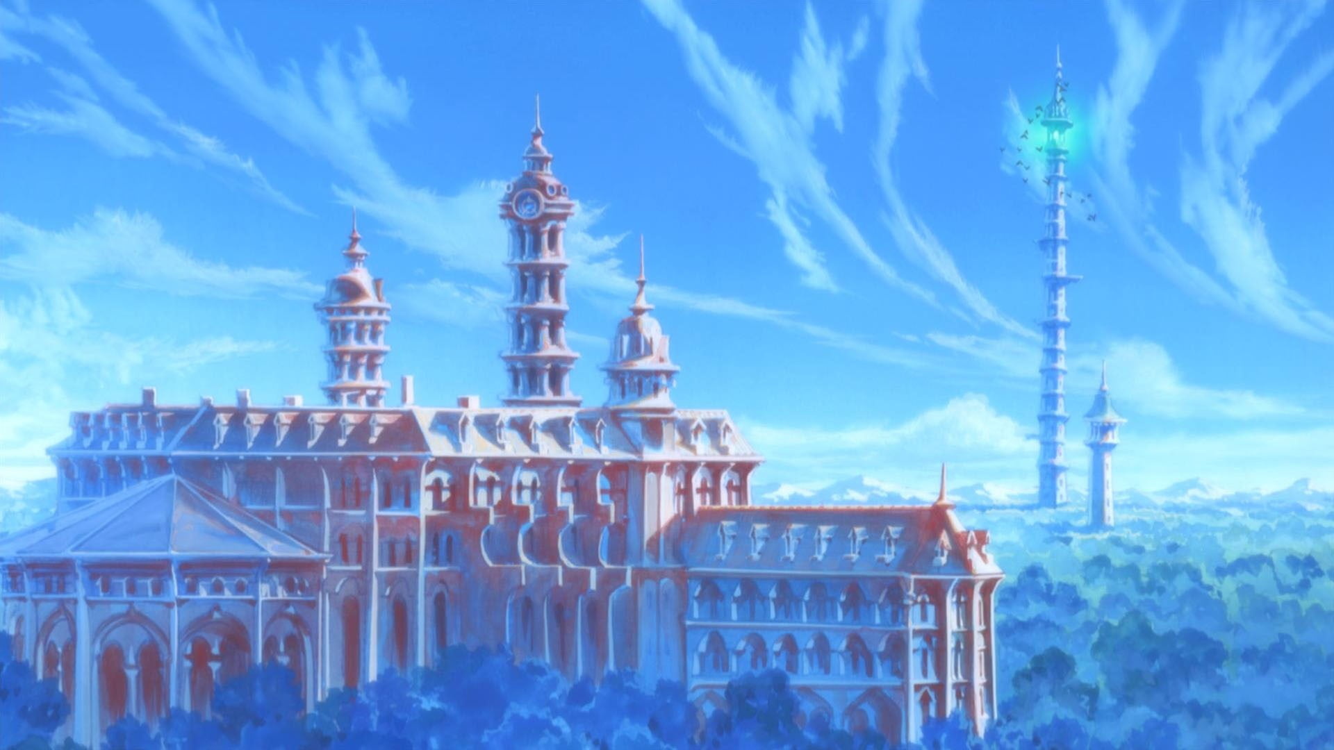 Little Witch Academia, Gray building illustration, 1920x1080 Full HD Desktop