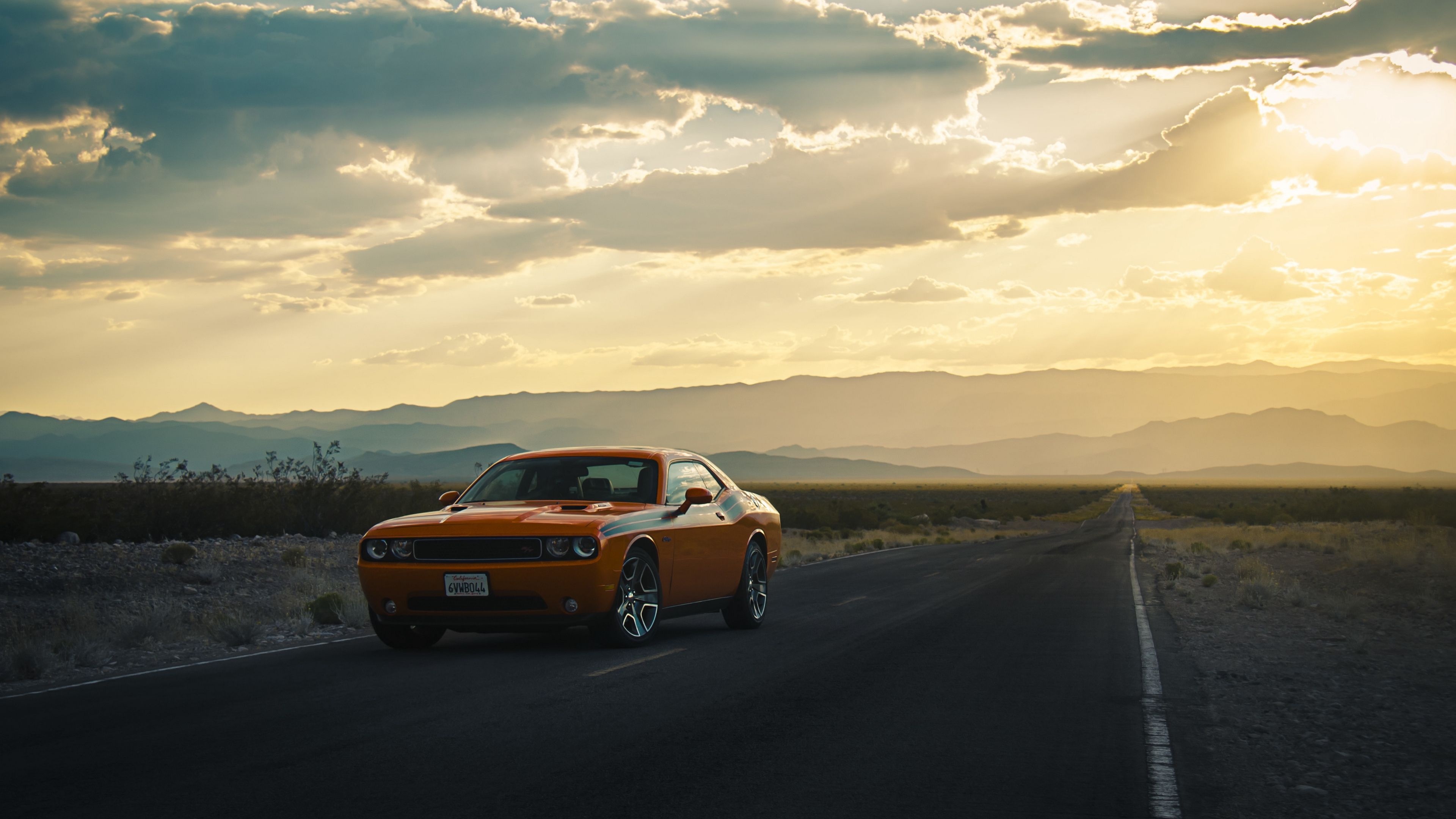 Dodge Challenger, Side view road, 4K wallpaper, Car wallpapers, 3840x2160 4K Desktop