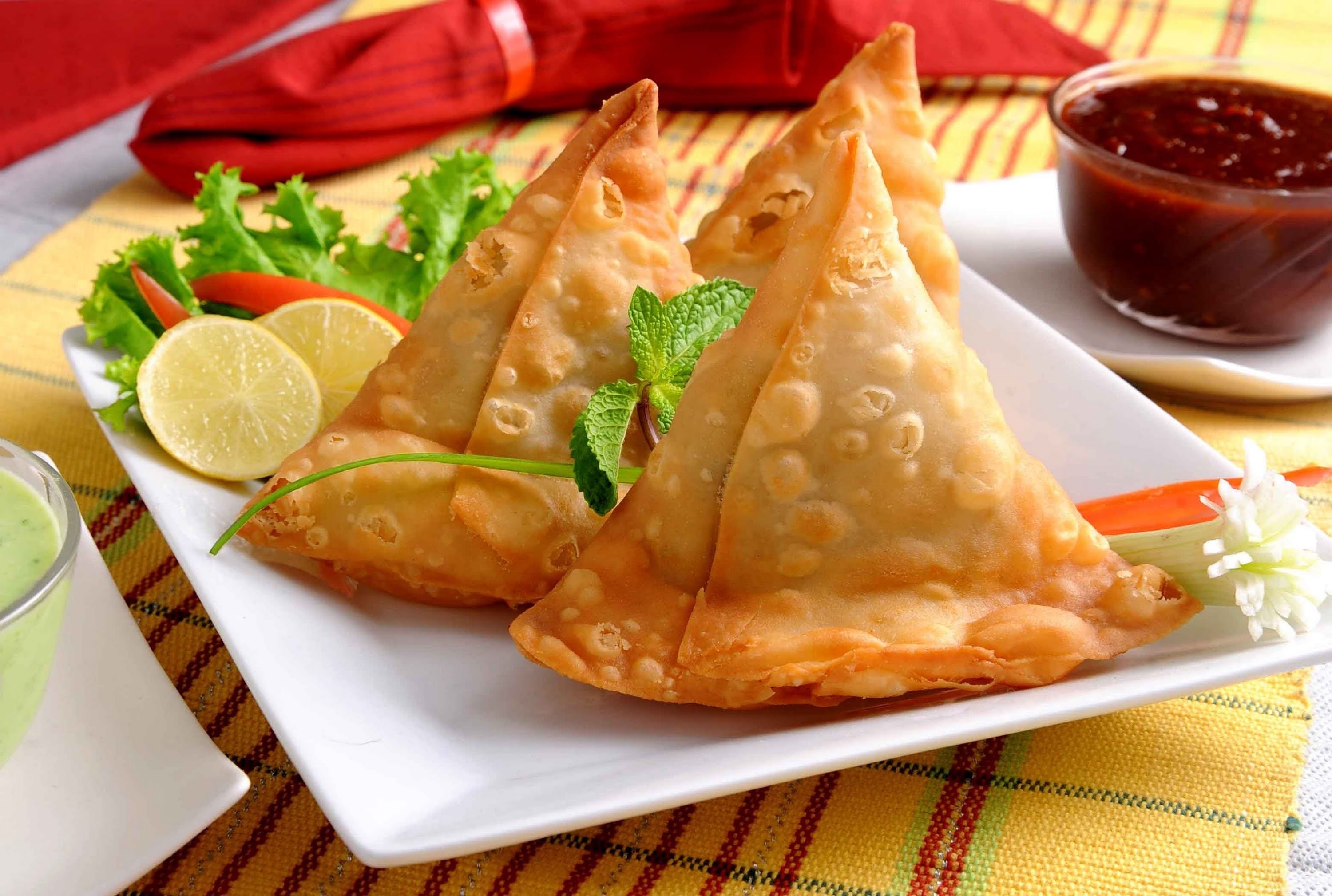 Traditional Indian samosas, Scrumptious savory snacks, Indian food delicacies, Spicy appetizers, 3000x2020 HD Desktop