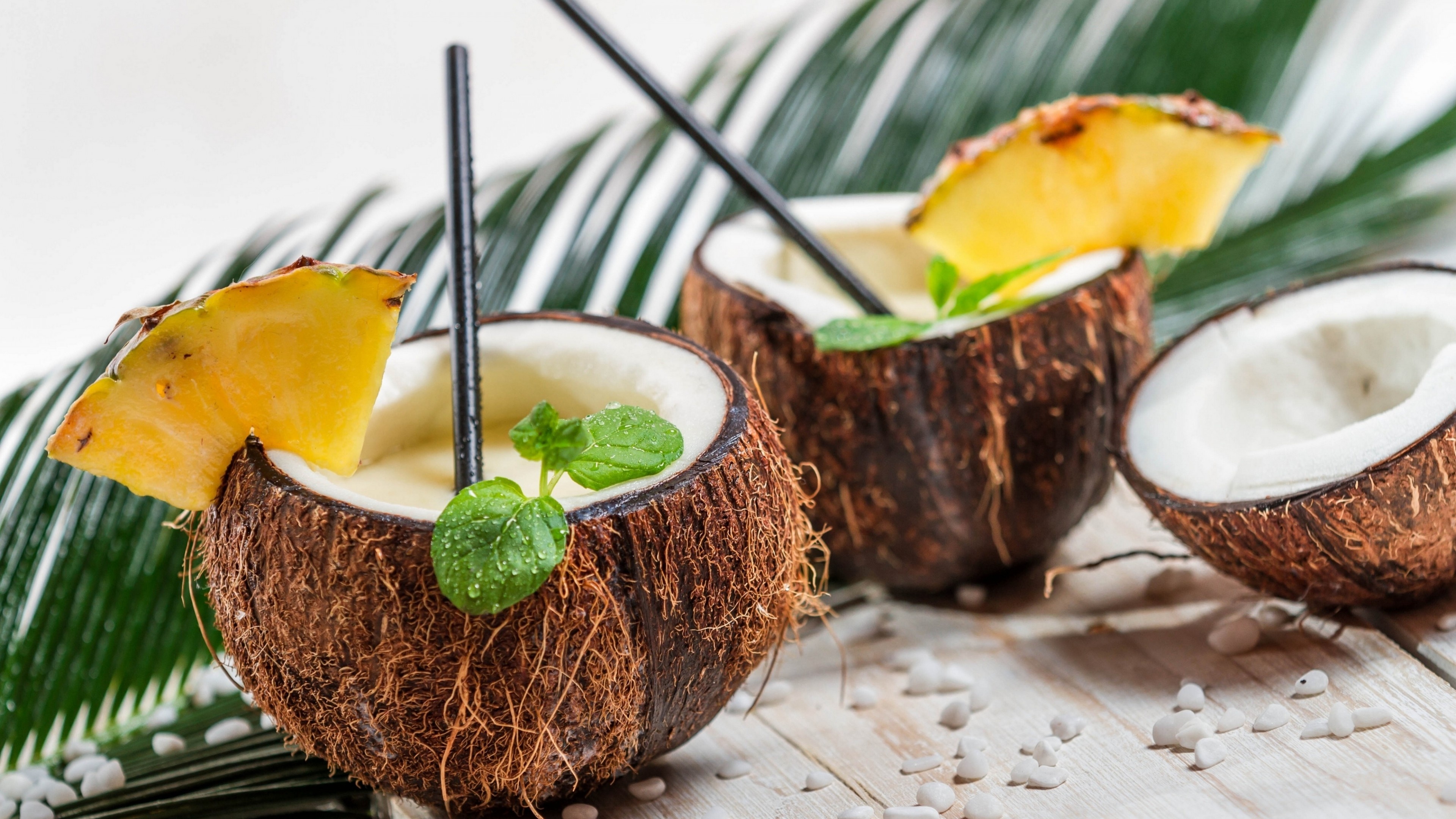 Coconut: Pina colada, Coconuts, Pineapple, Cocktail. 3840x2160 4K Background.