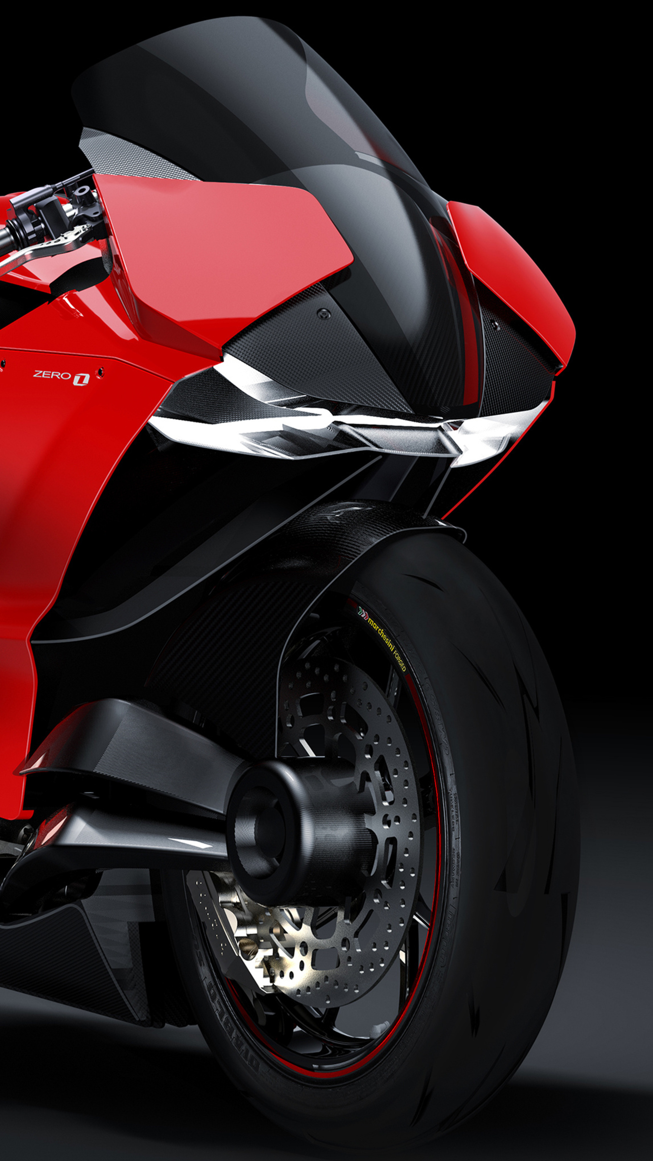 Superbike: Ducati Zero Electric motorcycle concept, A sports bike of Ducati and Zero Inc's joint production. 2160x3840 4K Background.