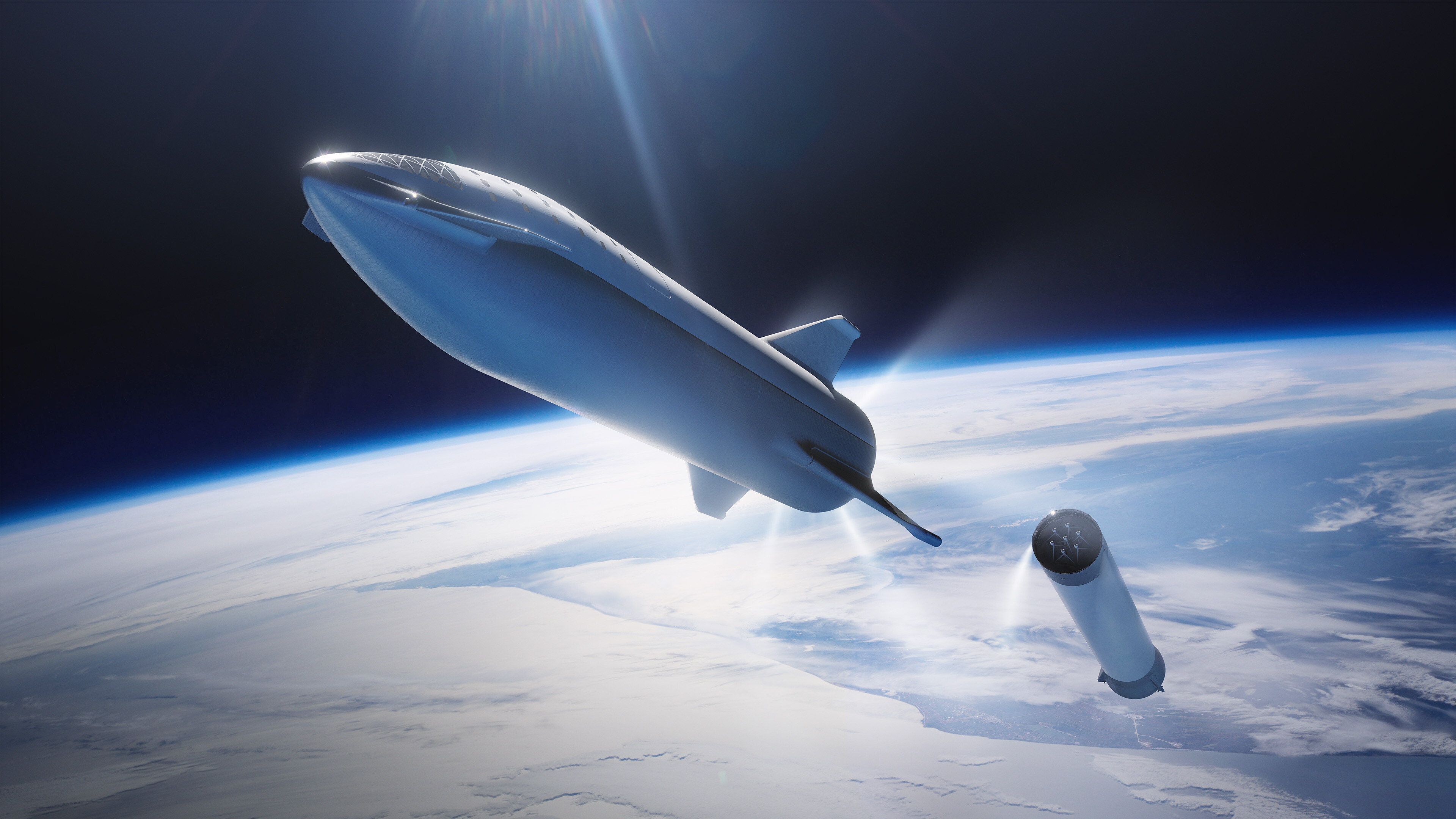 SpaceX: Starship, a fully reusable, super heavy-lift launch vehicle, BFR. 3840x2160 4K Wallpaper.