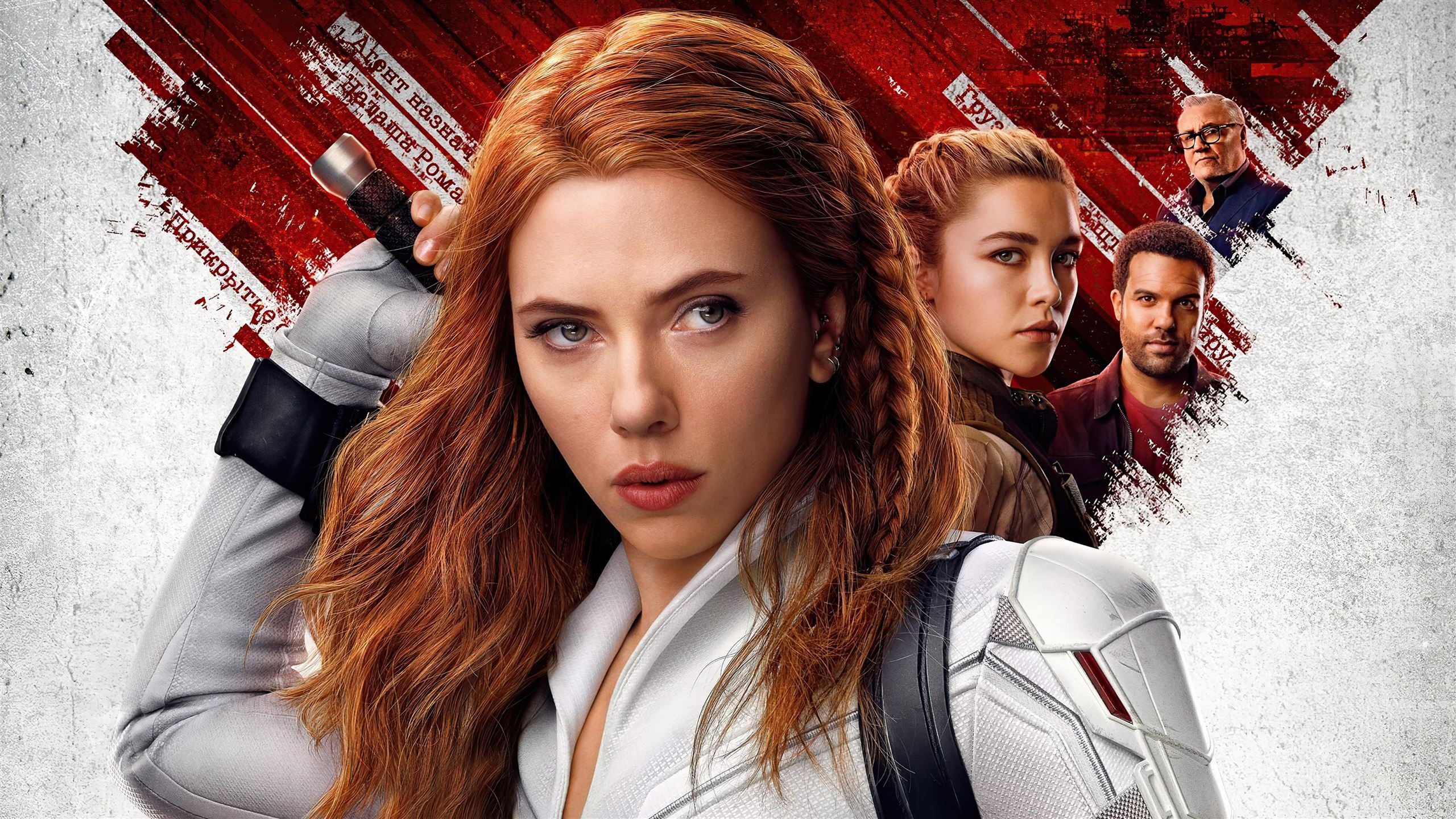 Scarlett Johansson, Black Widow white suit, 2560x1440 HD Desktop