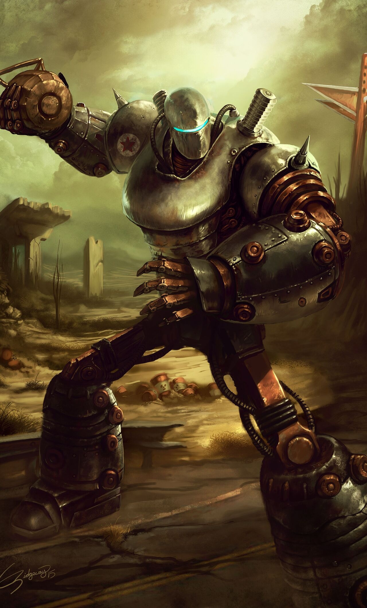 Liberty Prime, Fallout game, Character artwork, iPhone 6, 1280x2120 HD Handy