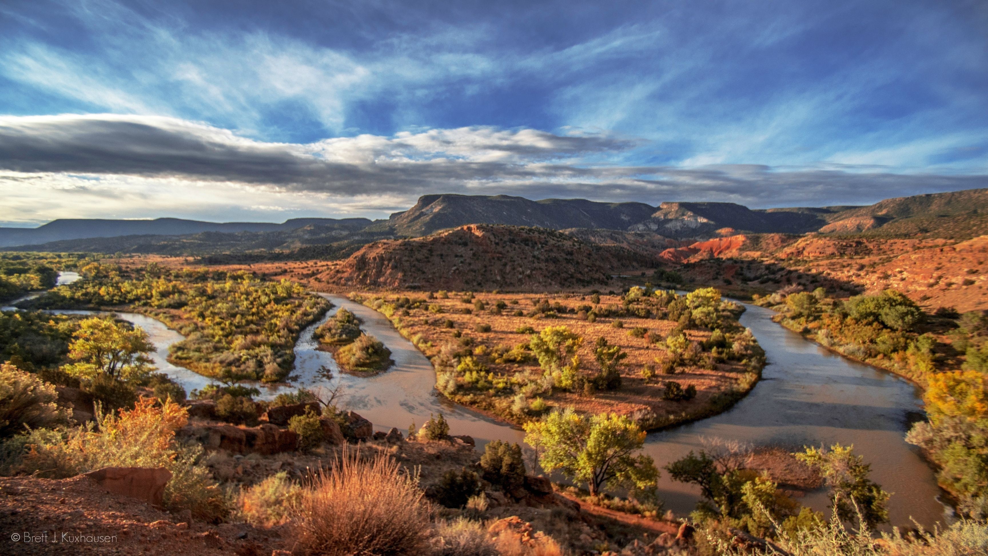 Rio Grande River, New Mexico landscape, 3460x1950 HD Desktop