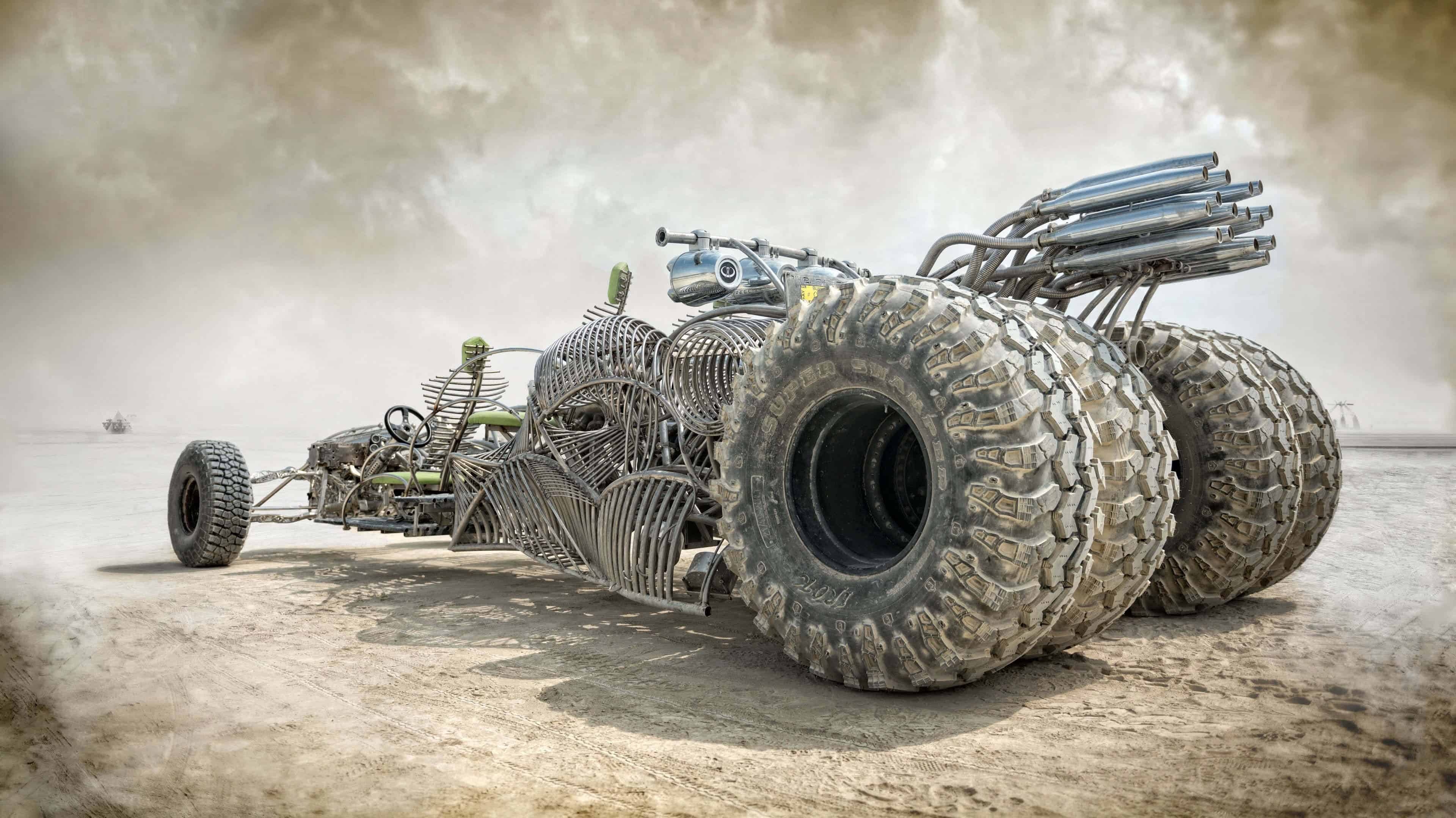 Mad Max: The desert of a post-apocalyptic future, Motor vehicle. 3840x2160 4K Background.