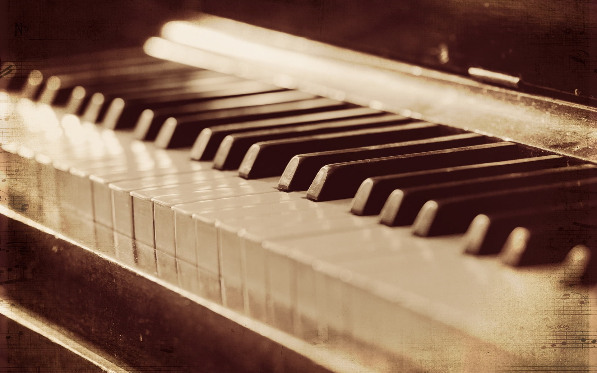 Grand Piano: A large keyboard instrument, each key of which operates a small, felt-covered hammer. 1920x1200 HD Wallpaper.