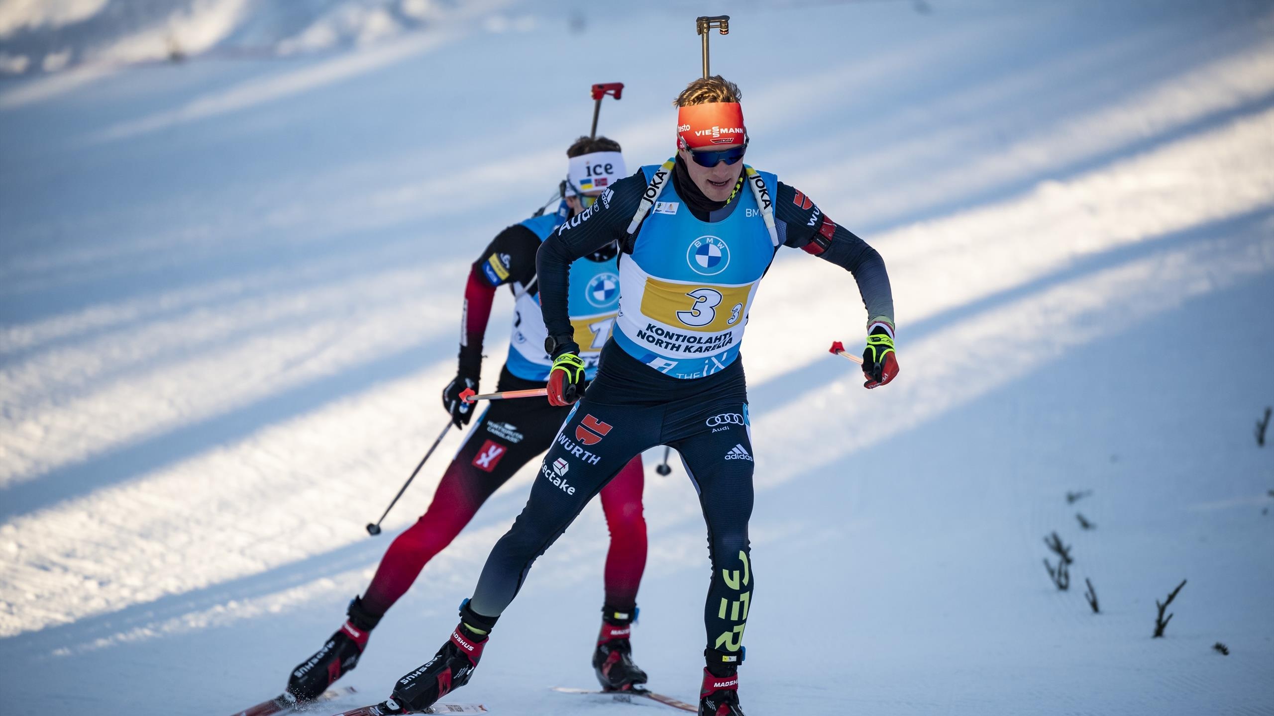 Biathlon: Benedikt Doll, Men's relay, The World Cup in Kontiolahti, IBU. 2560x1440 HD Wallpaper.