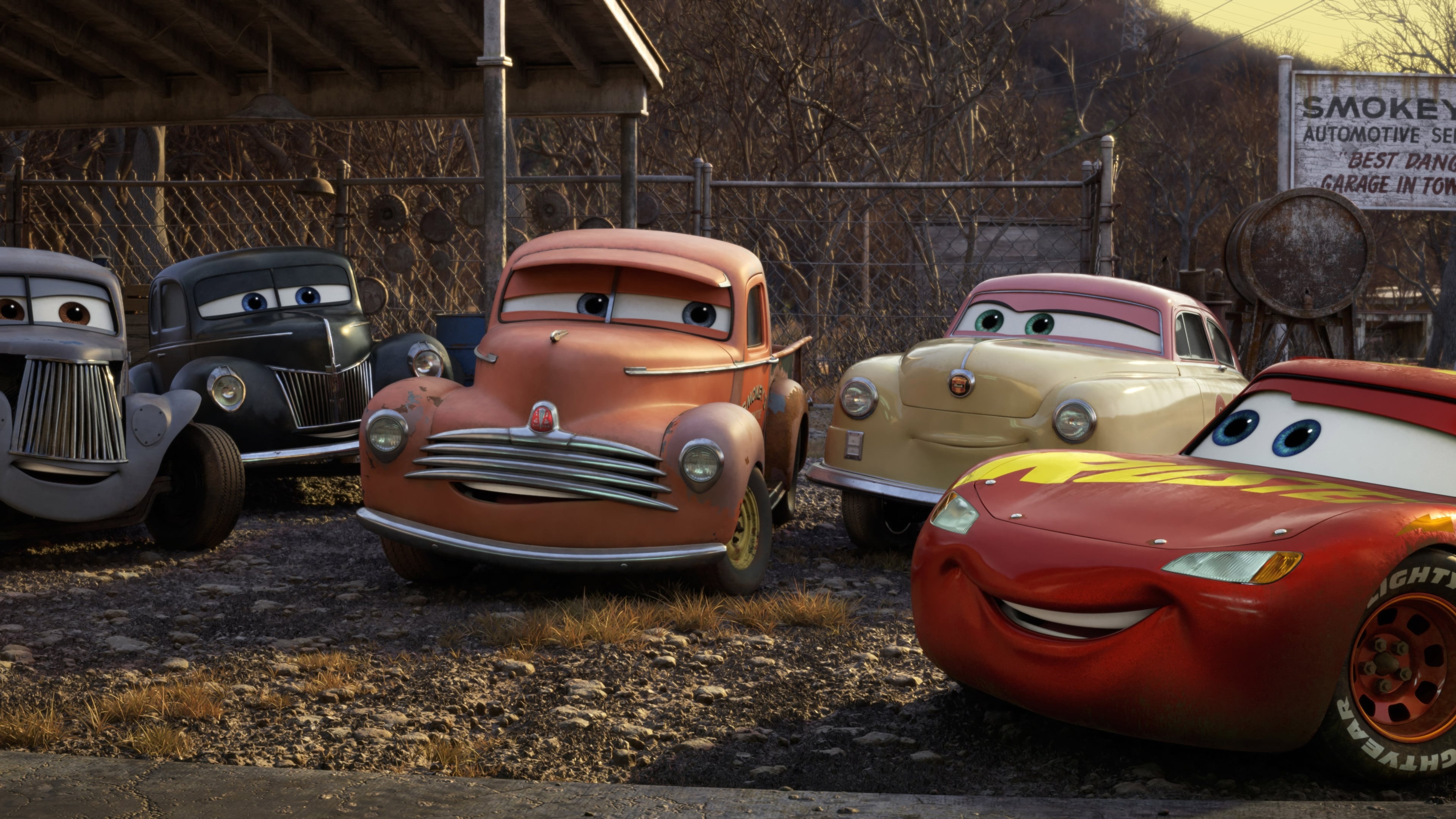 Cars (Disney): The Racing Legends, a group of Piston Cup legends. 3840x2160 4K Background.