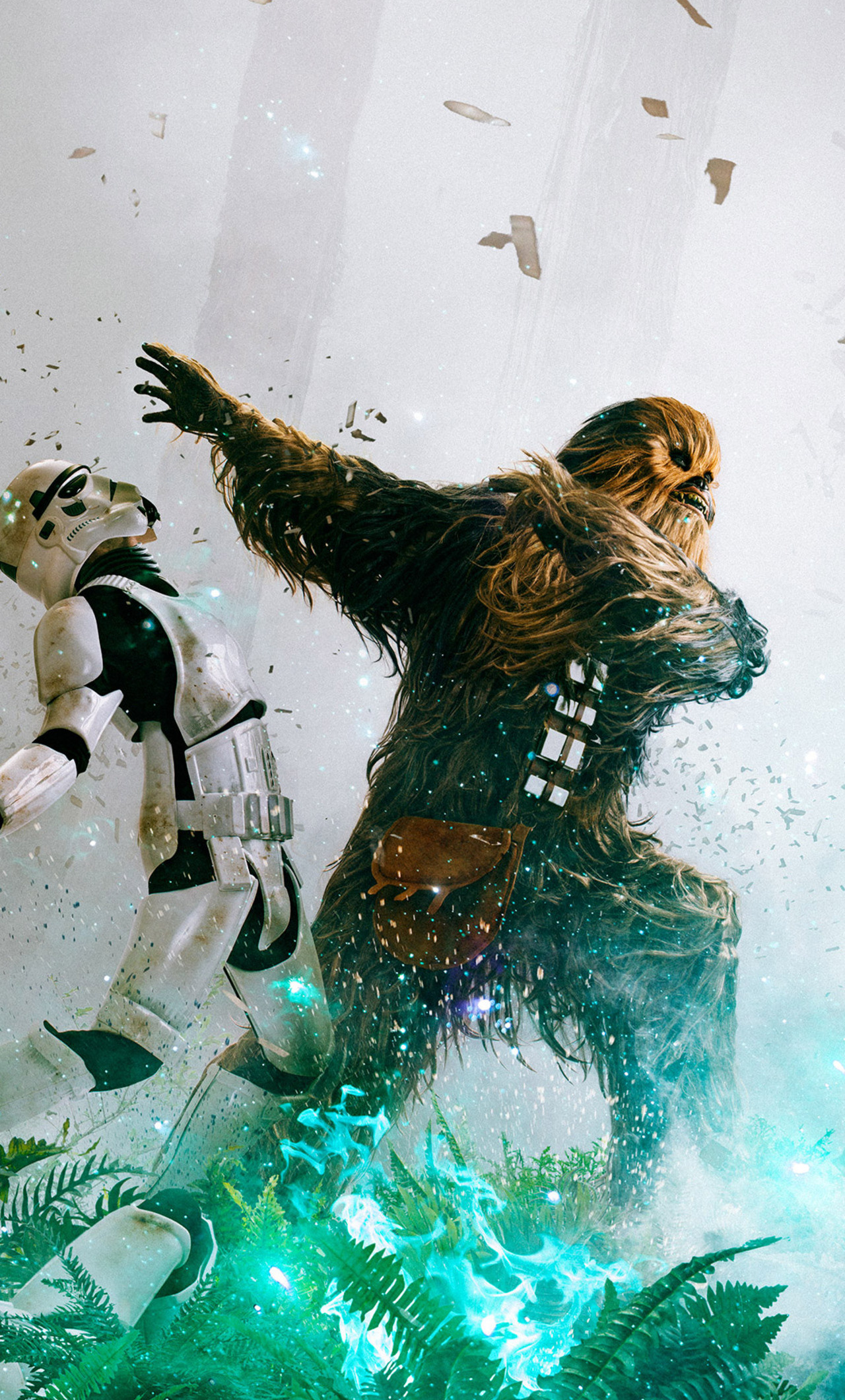 Return of the Jedi, Chewbacca vs Stormtrooper, Intense battle, Memorable scene, 1280x2120 HD Phone